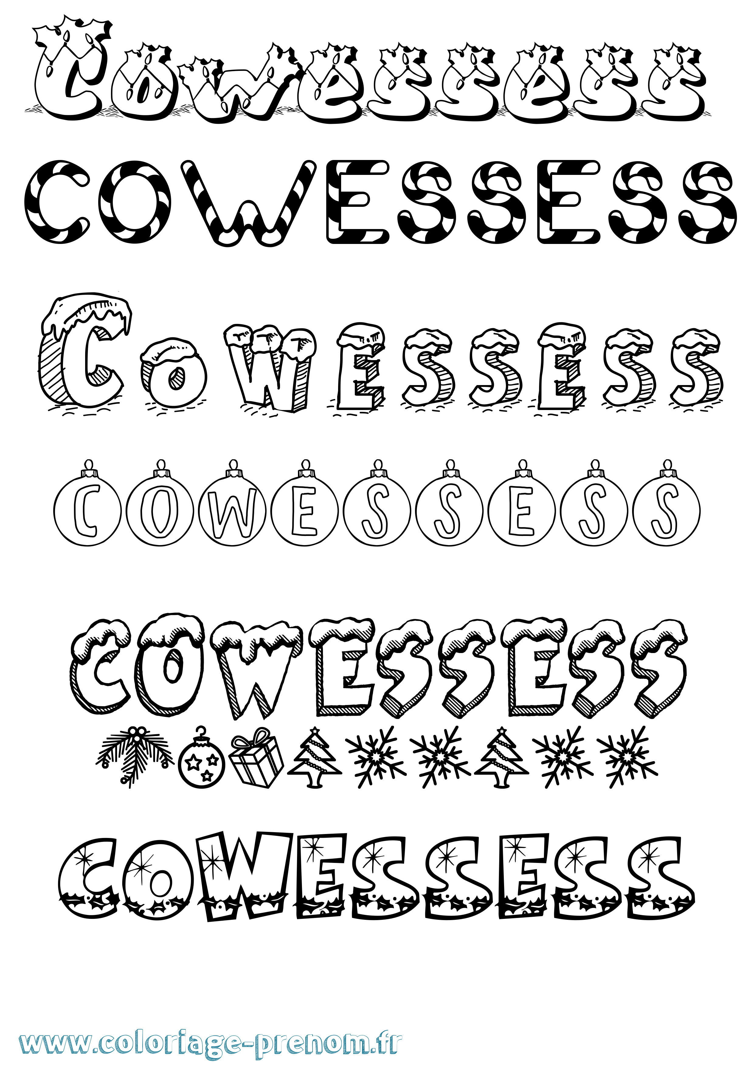 Coloriage Cowessess Noël Coloriage prénom Cowessess Noël