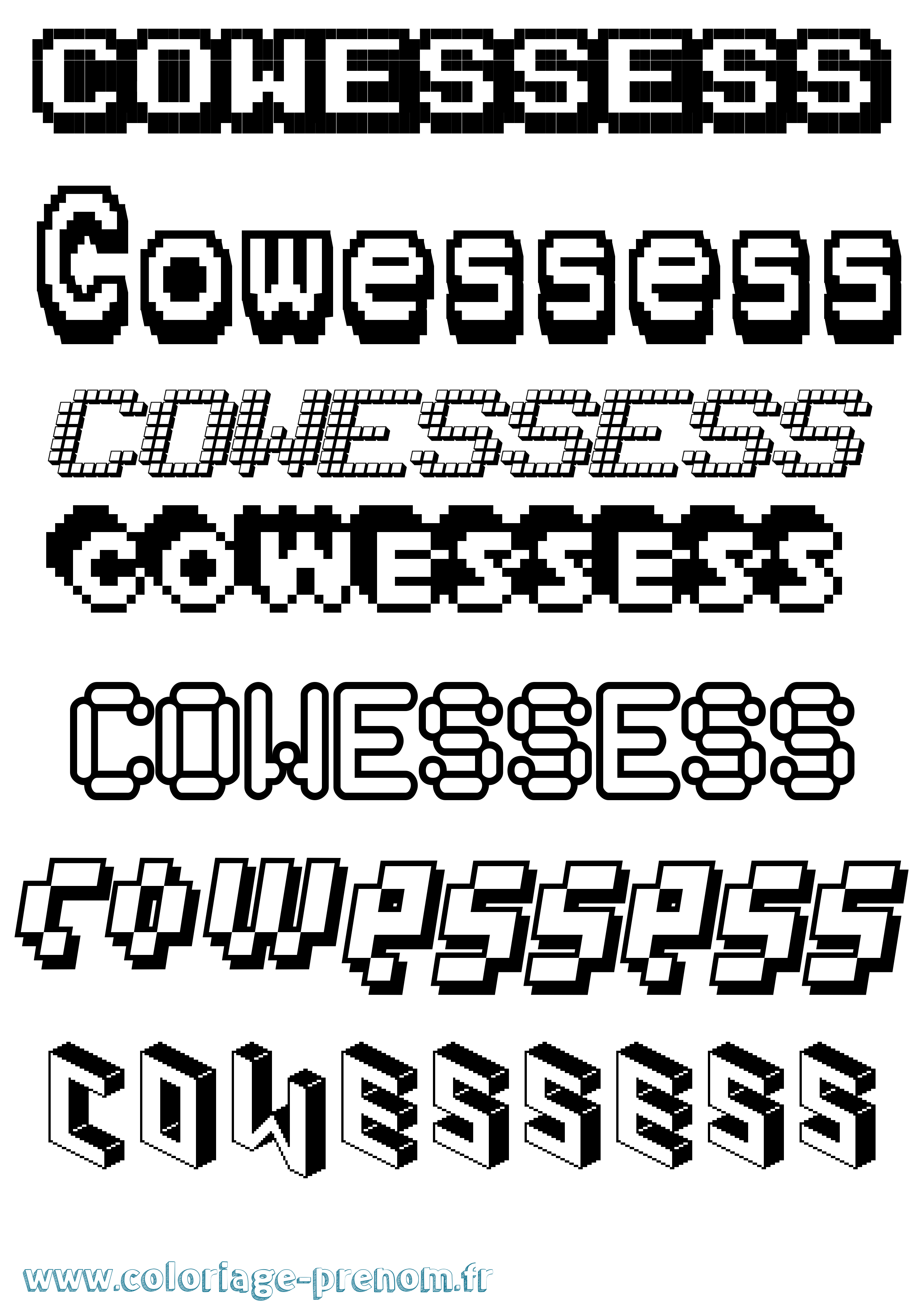 Coloriage Cowessess Pixel Coloriage prénom Cowessess Pixel