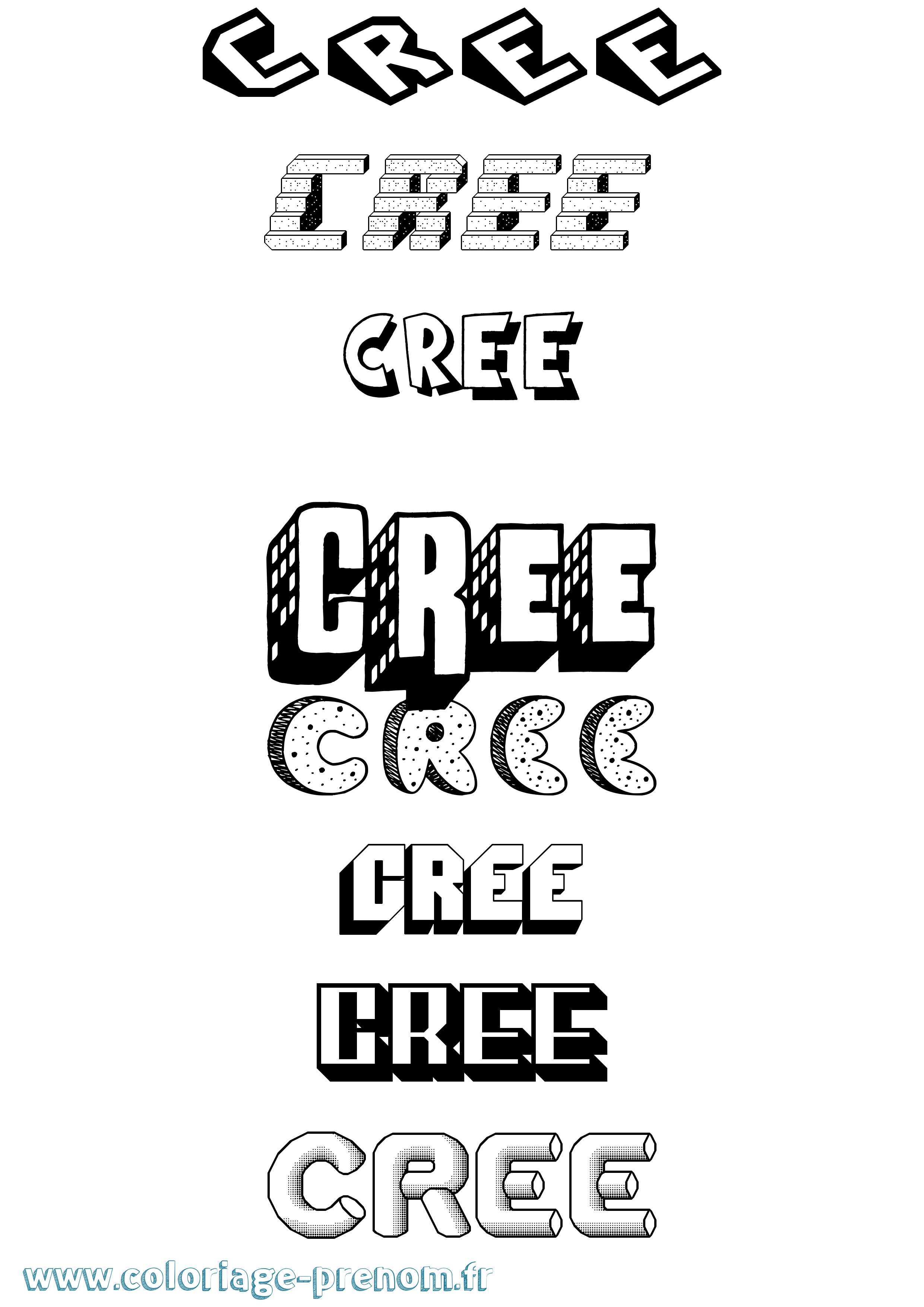 Coloriage prénom Cree Effet 3D