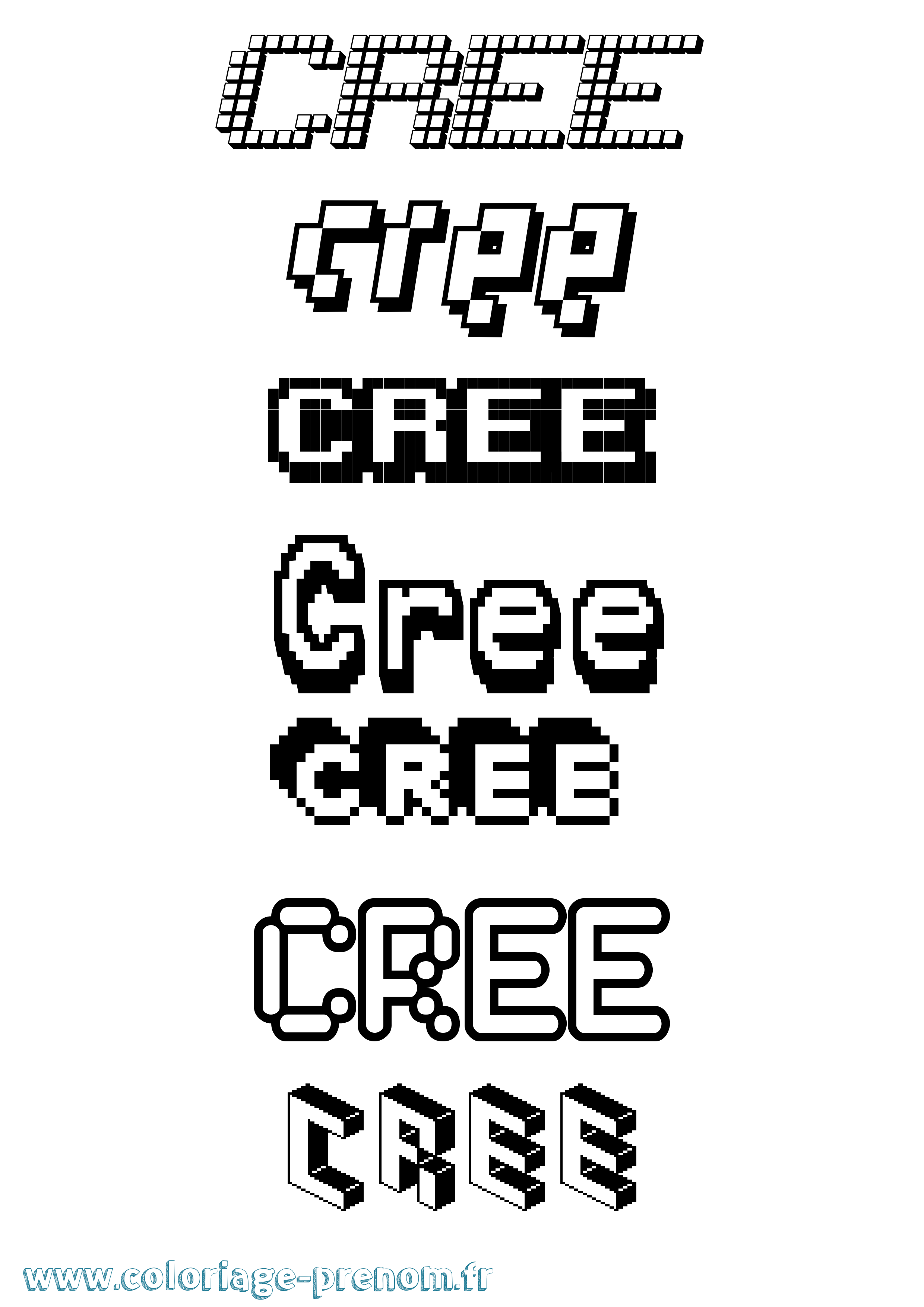 Coloriage prénom Cree Pixel