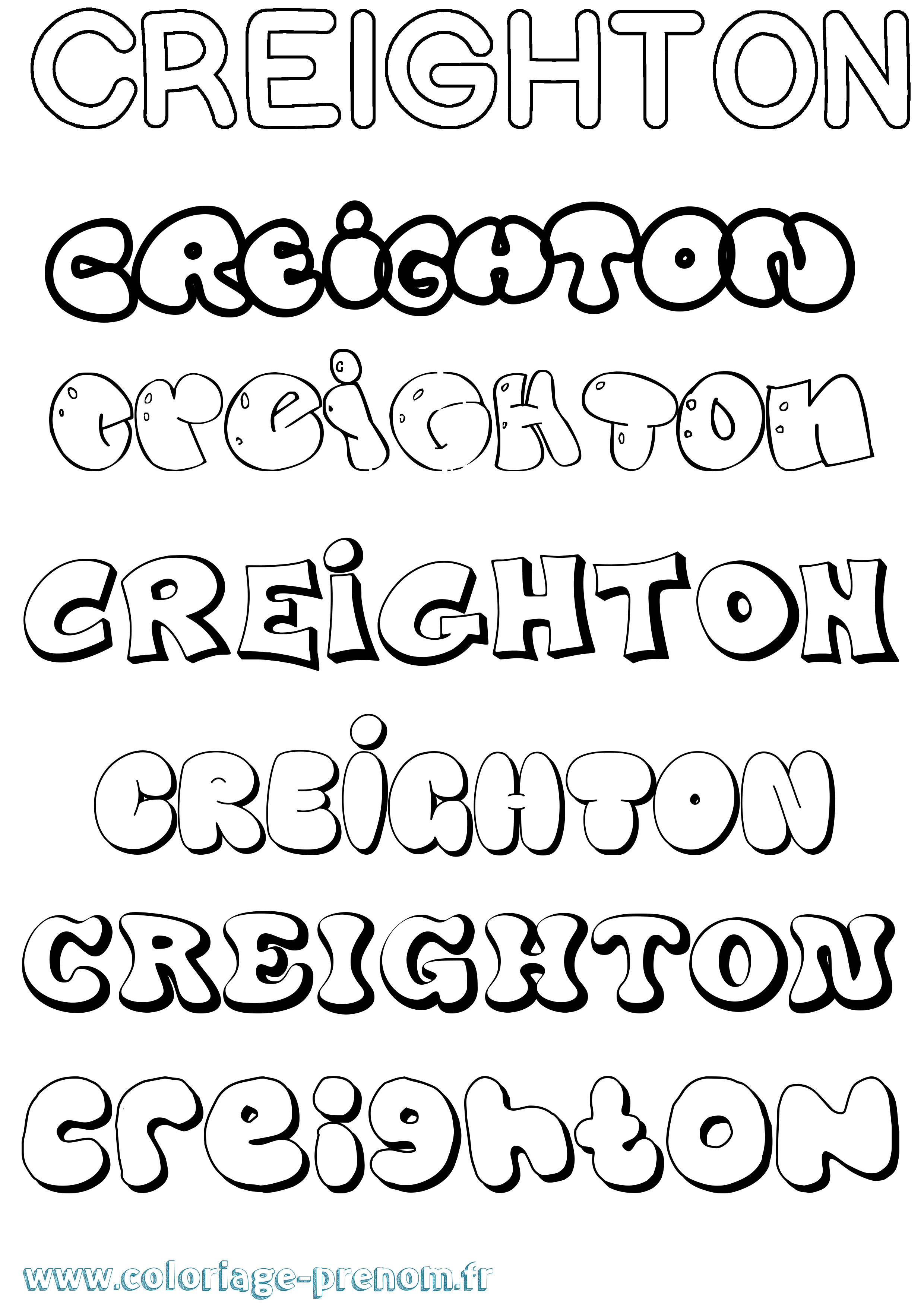 Coloriage prénom Creighton Bubble