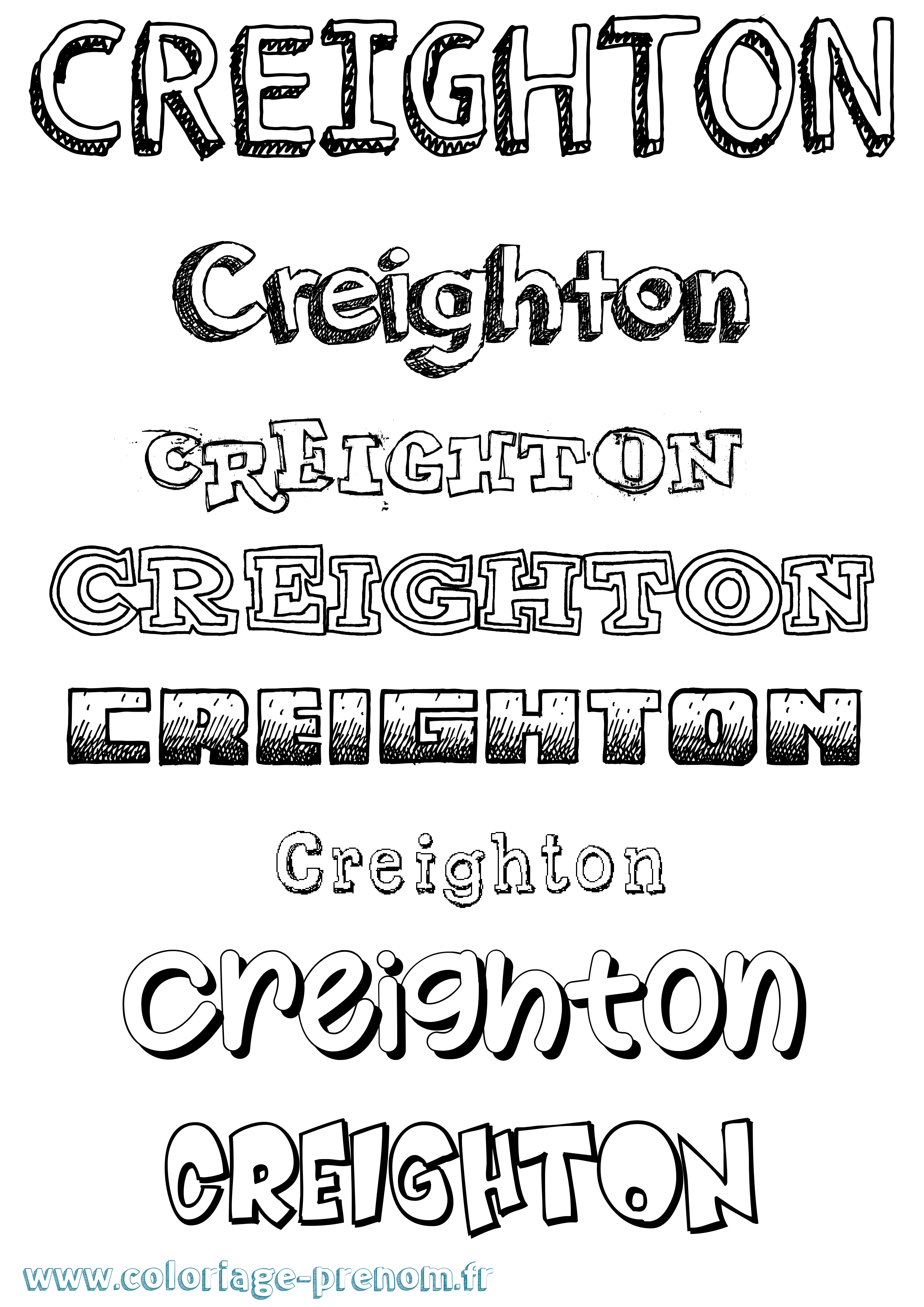 Coloriage prénom Creighton Dessiné