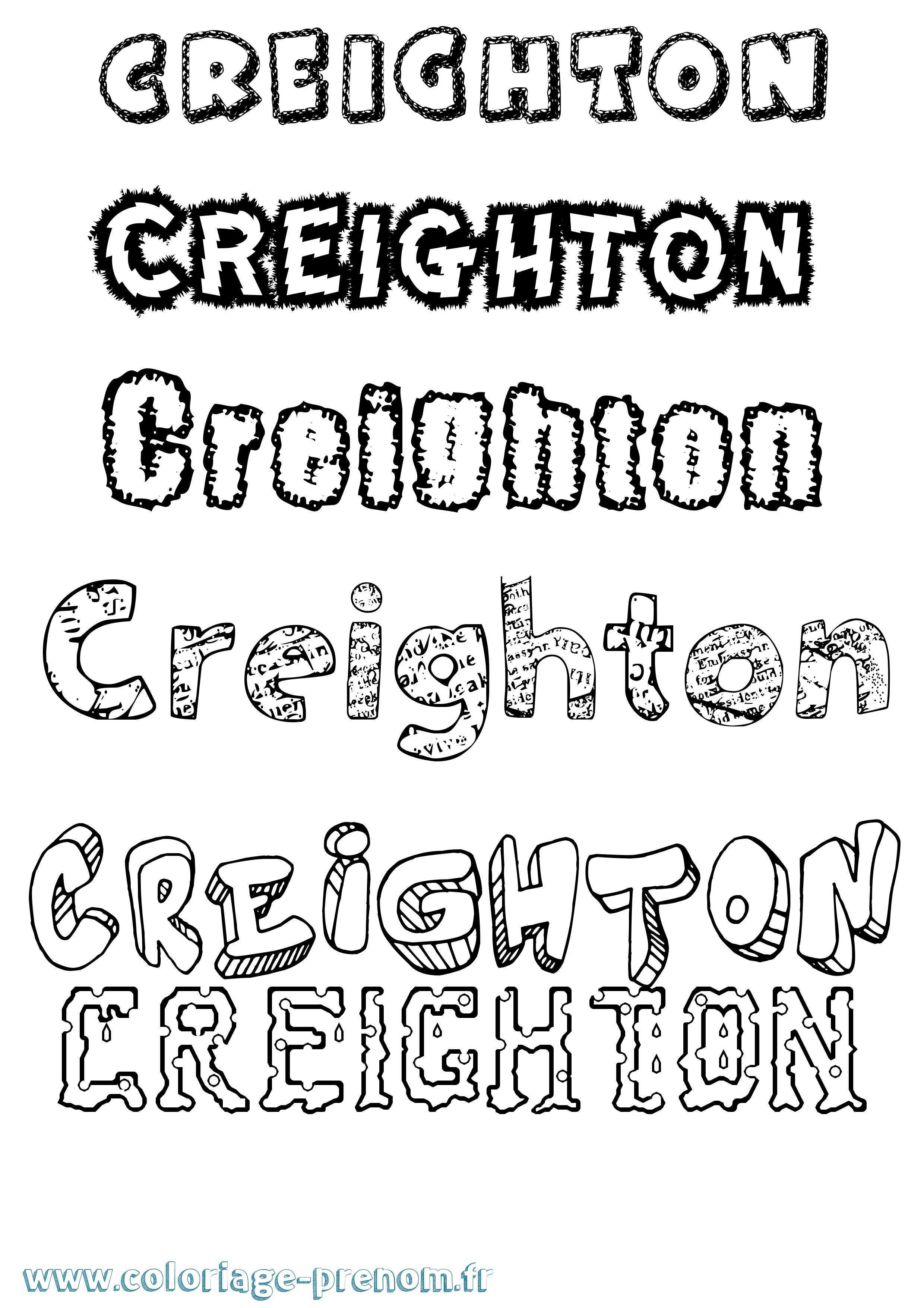 Coloriage prénom Creighton Destructuré