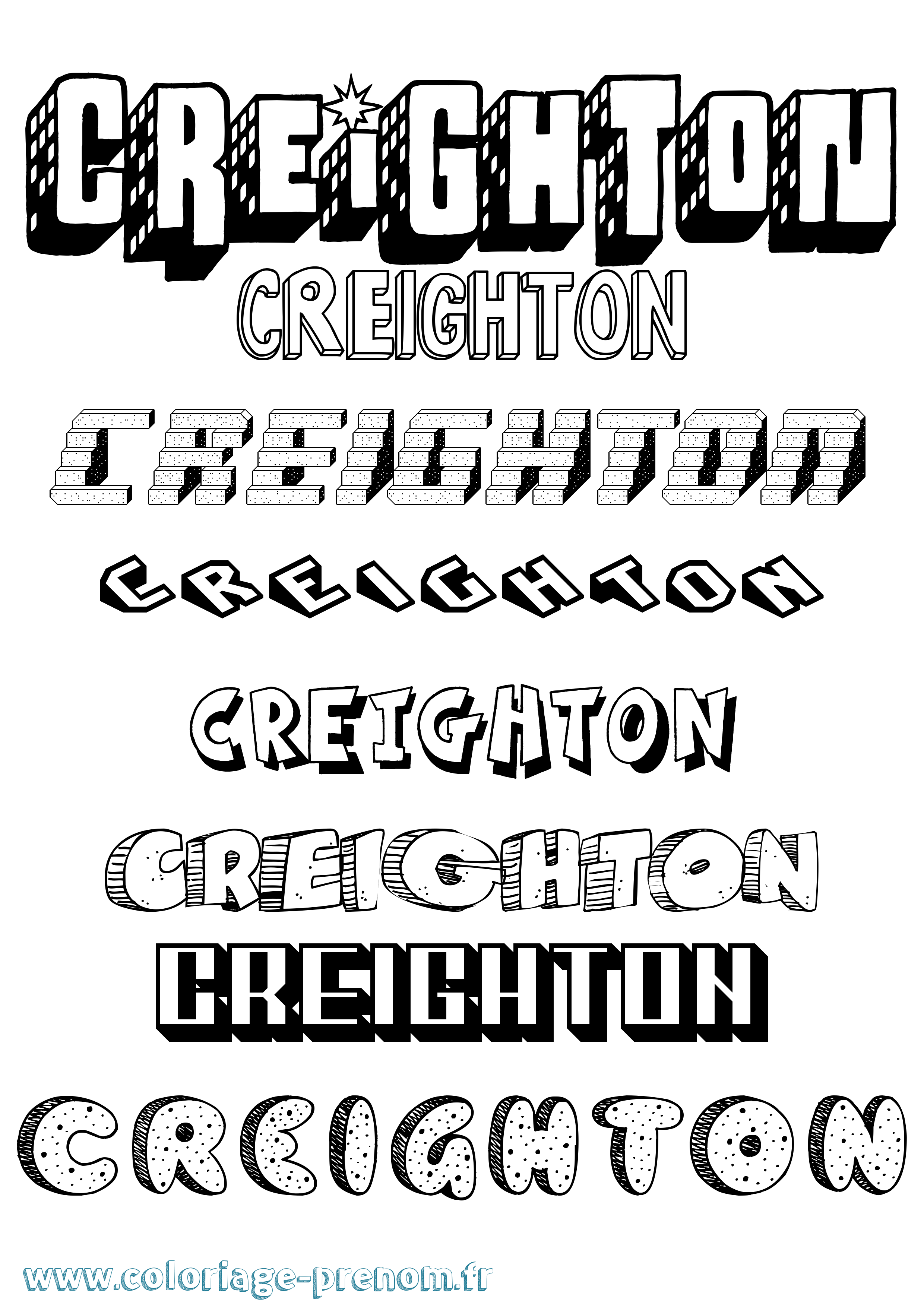 Coloriage prénom Creighton Effet 3D