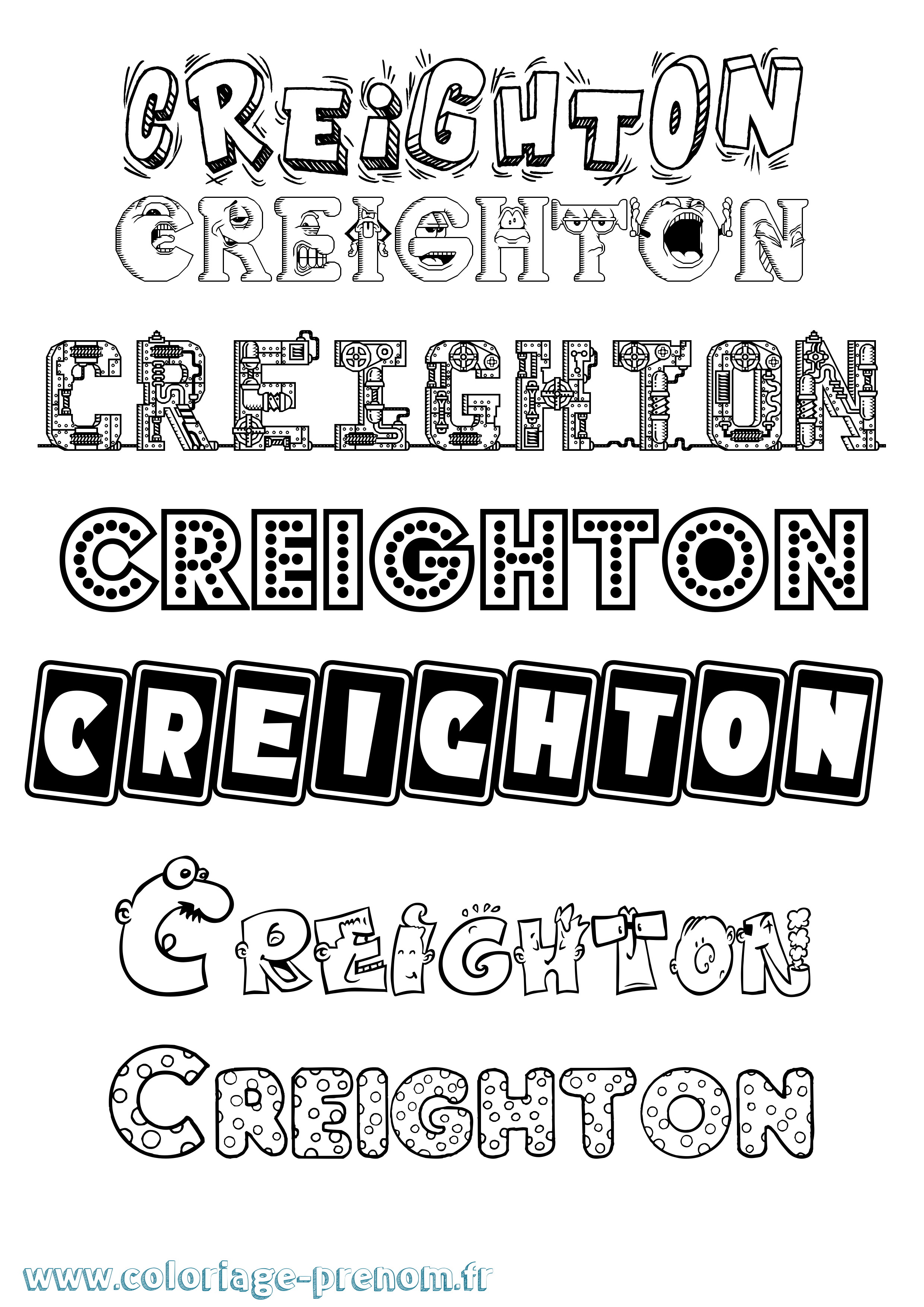 Coloriage prénom Creighton Fun