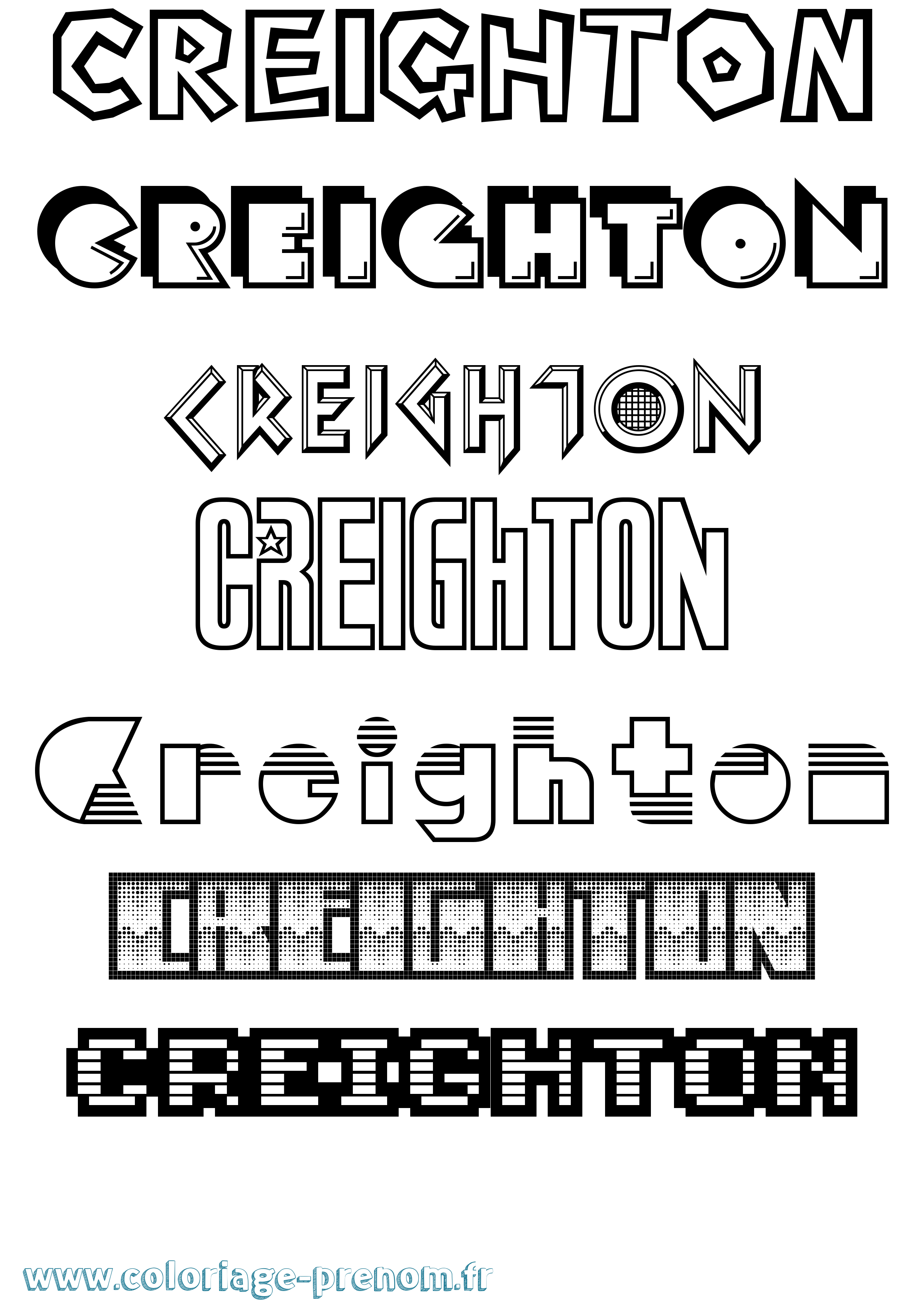 Coloriage prénom Creighton Jeux Vidéos
