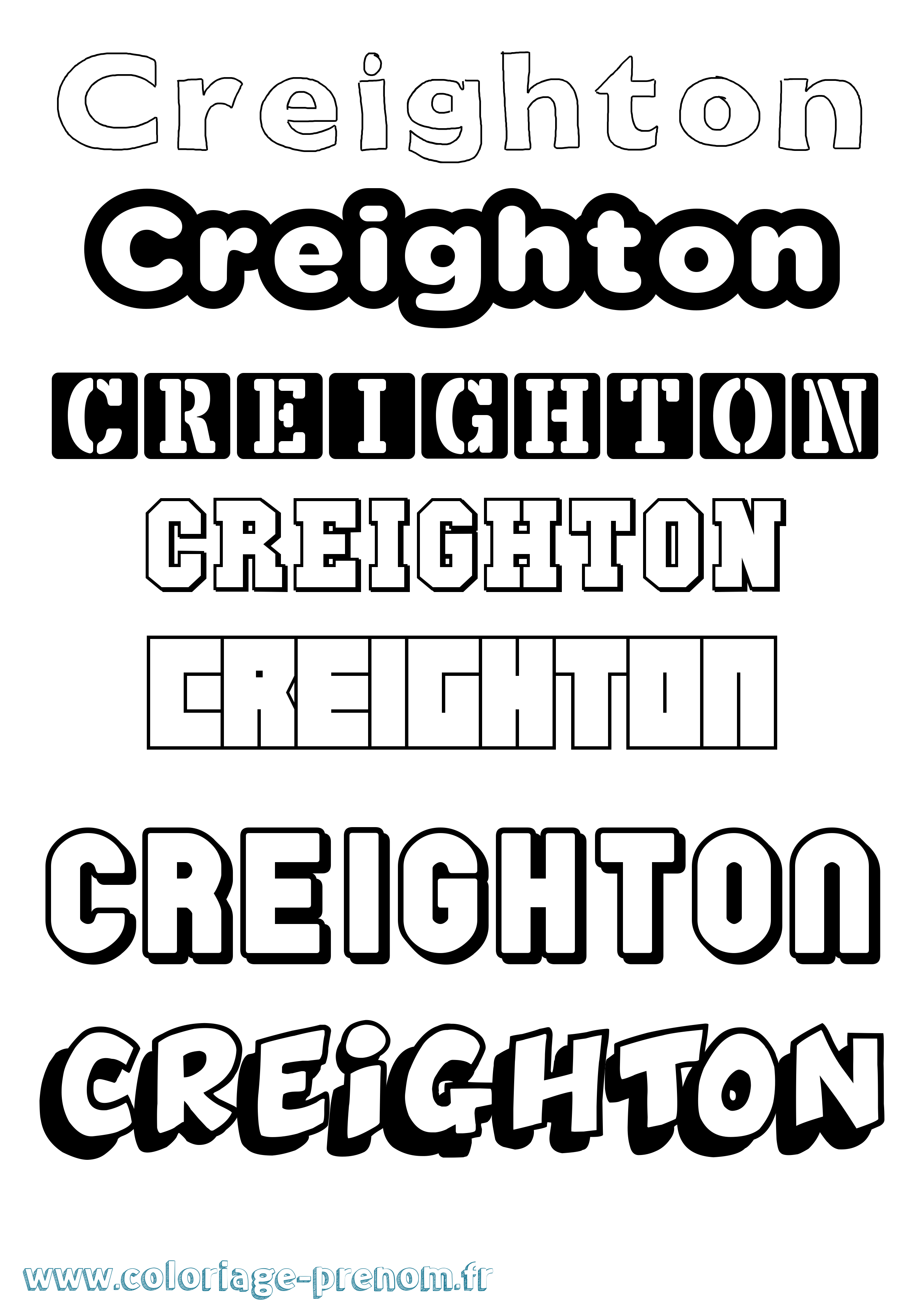Coloriage prénom Creighton Simple