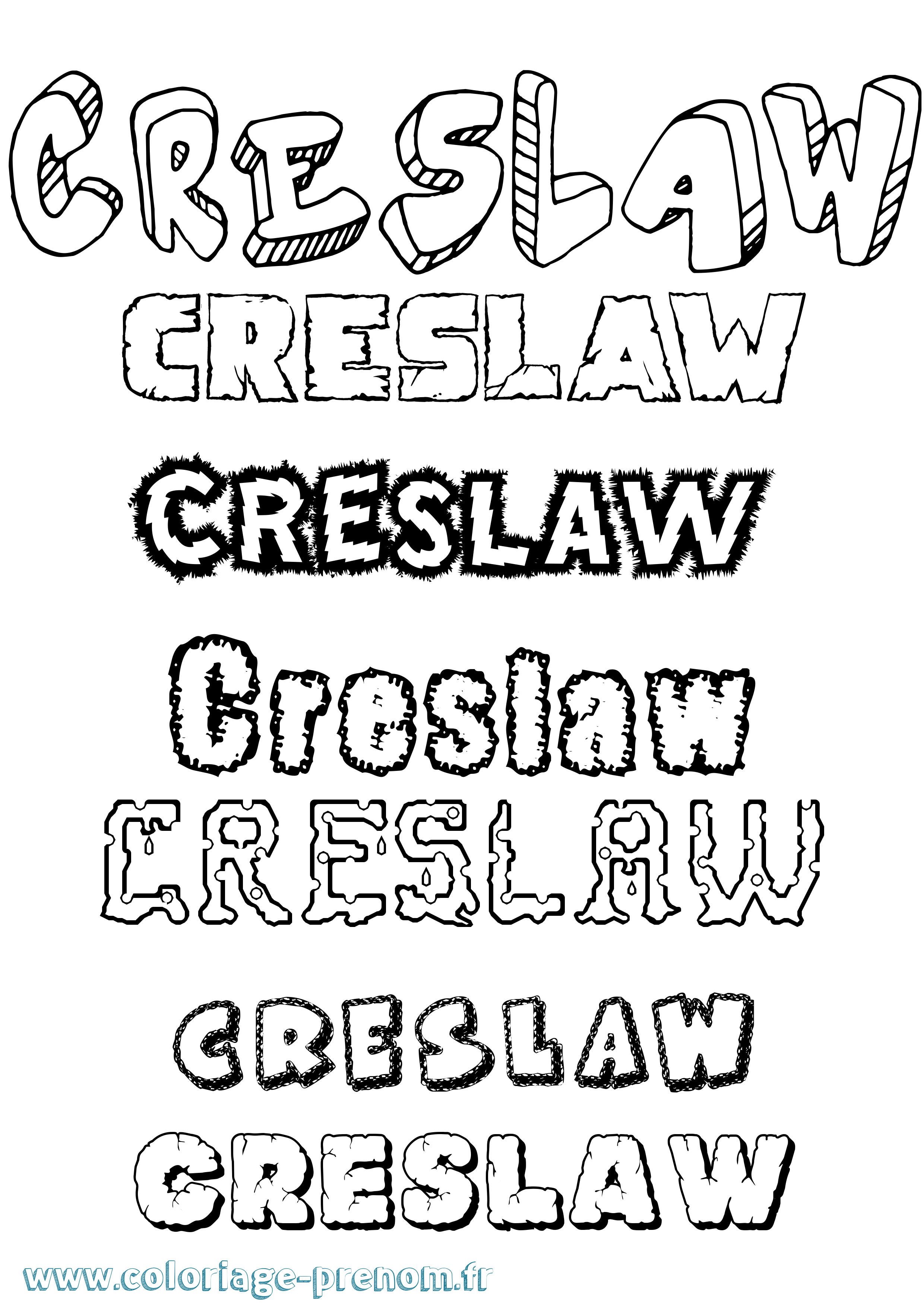 Coloriage prénom Creslaw Destructuré