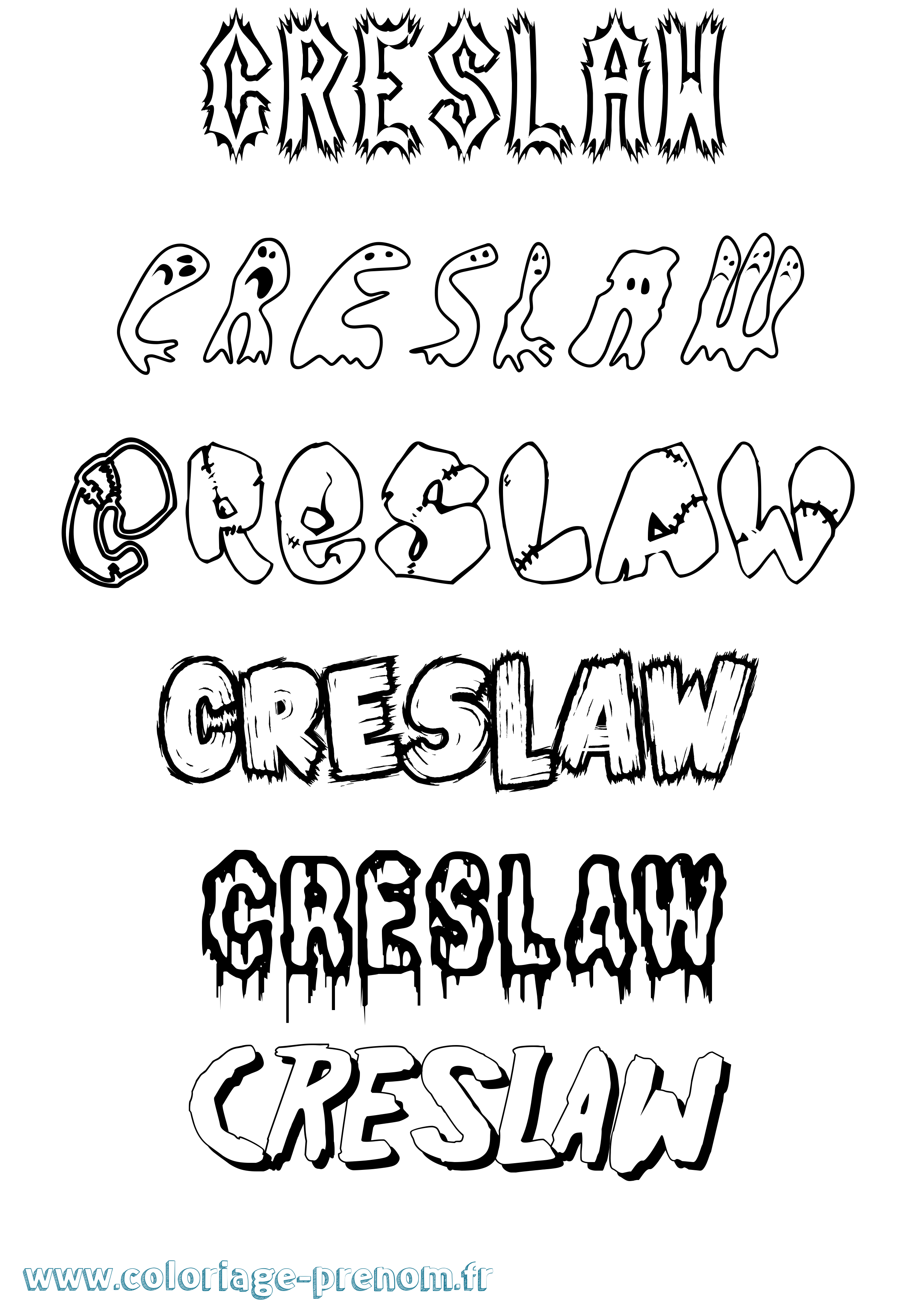 Coloriage prénom Creslaw Frisson