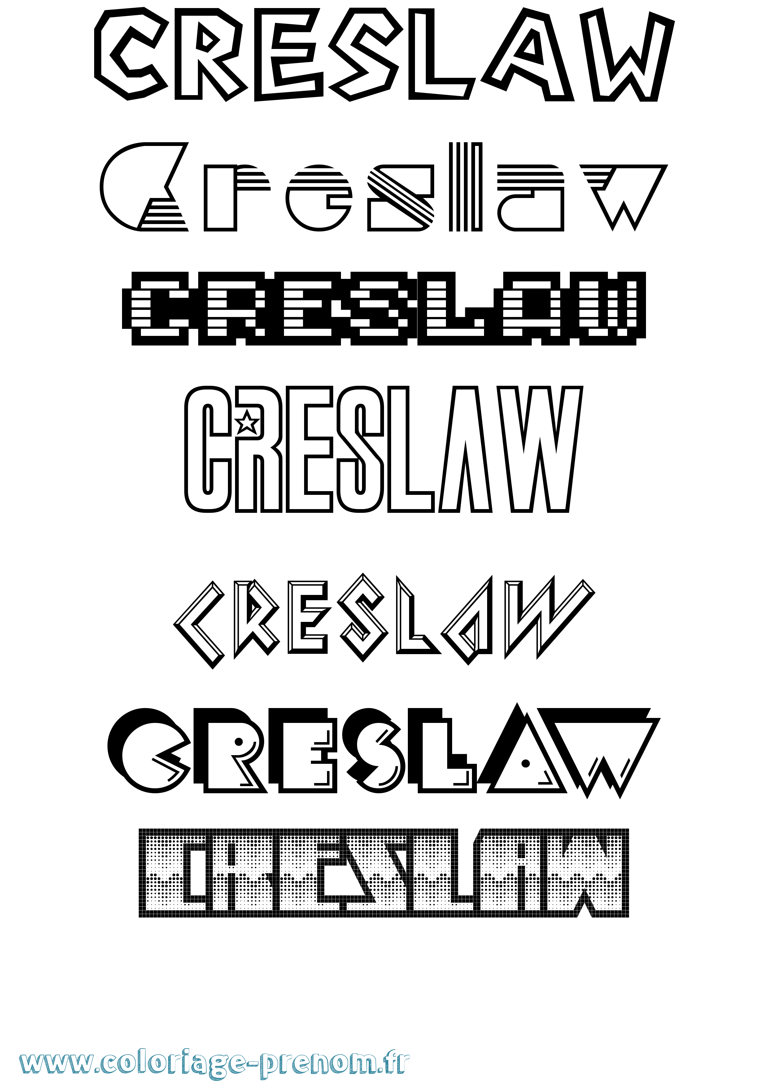Coloriage prénom Creslaw Jeux Vidéos