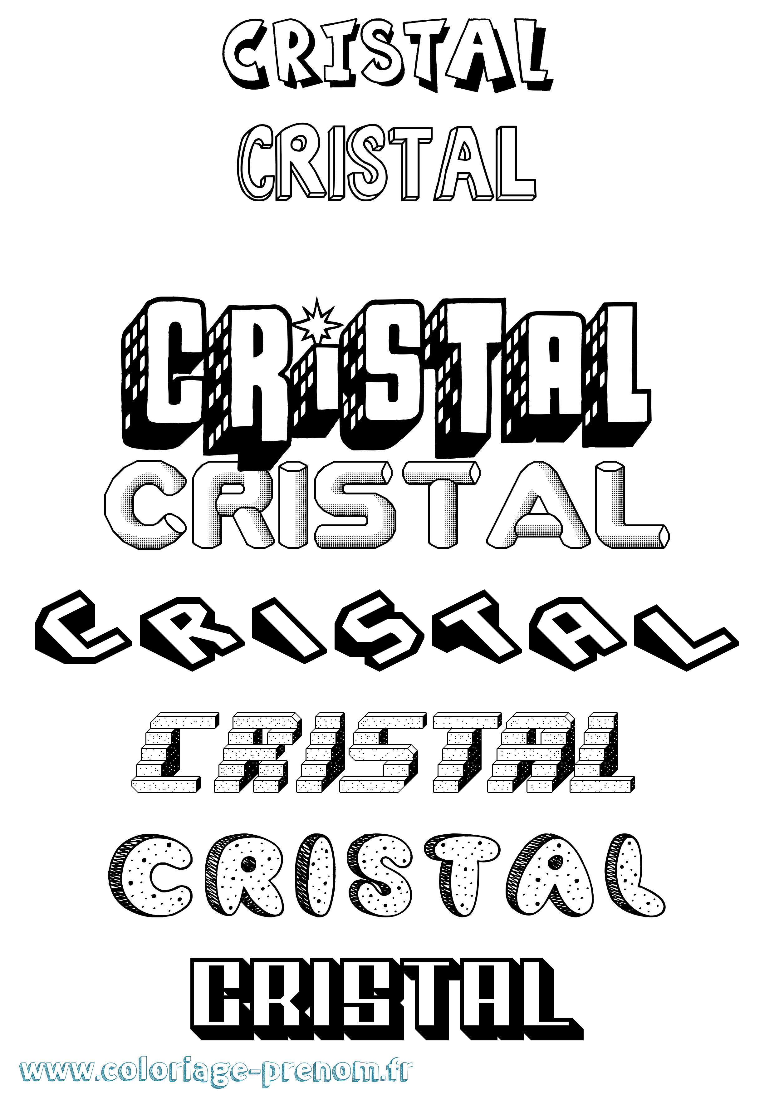 Coloriage prénom Cristal Effet 3D