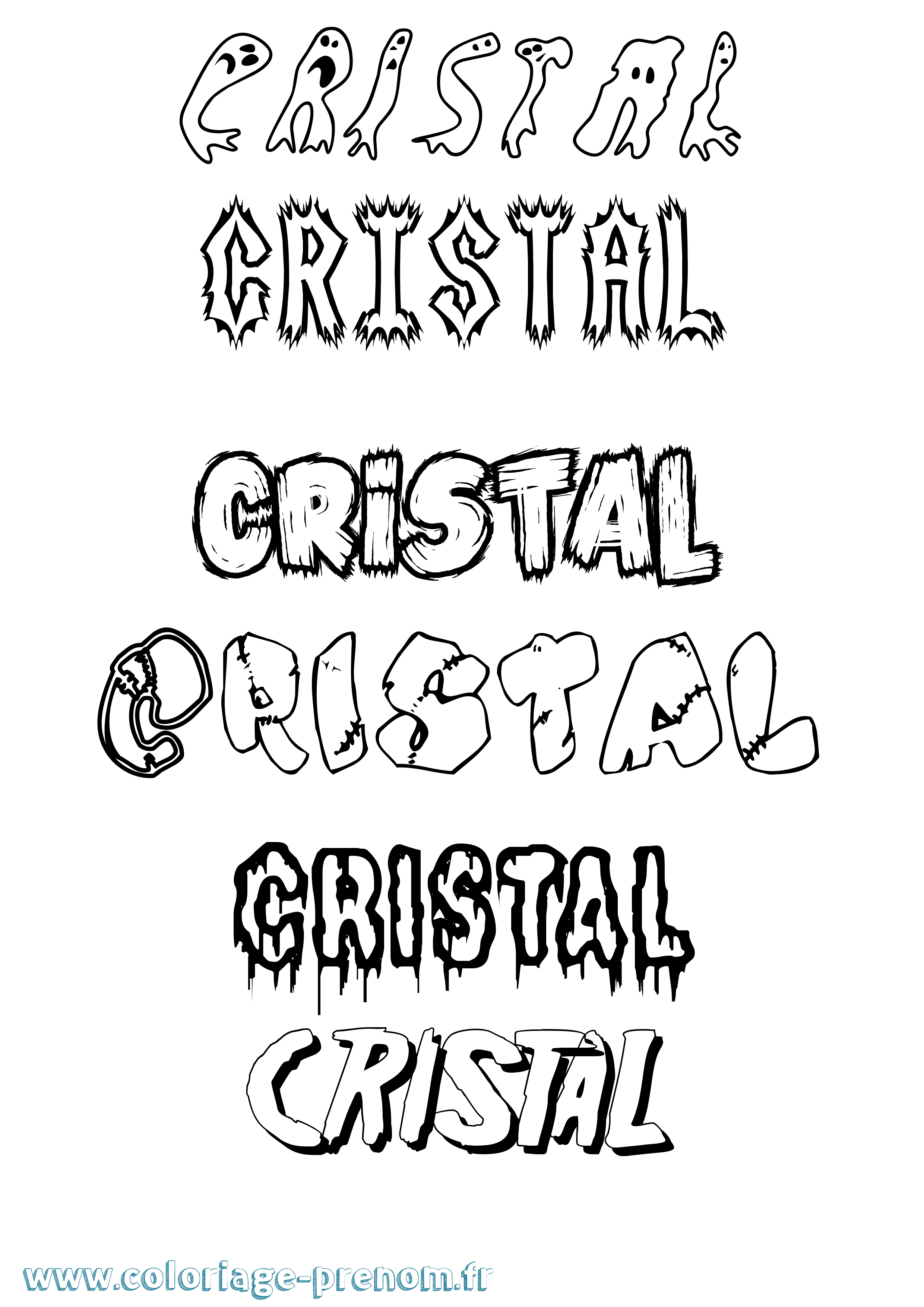 Coloriage prénom Cristal Frisson