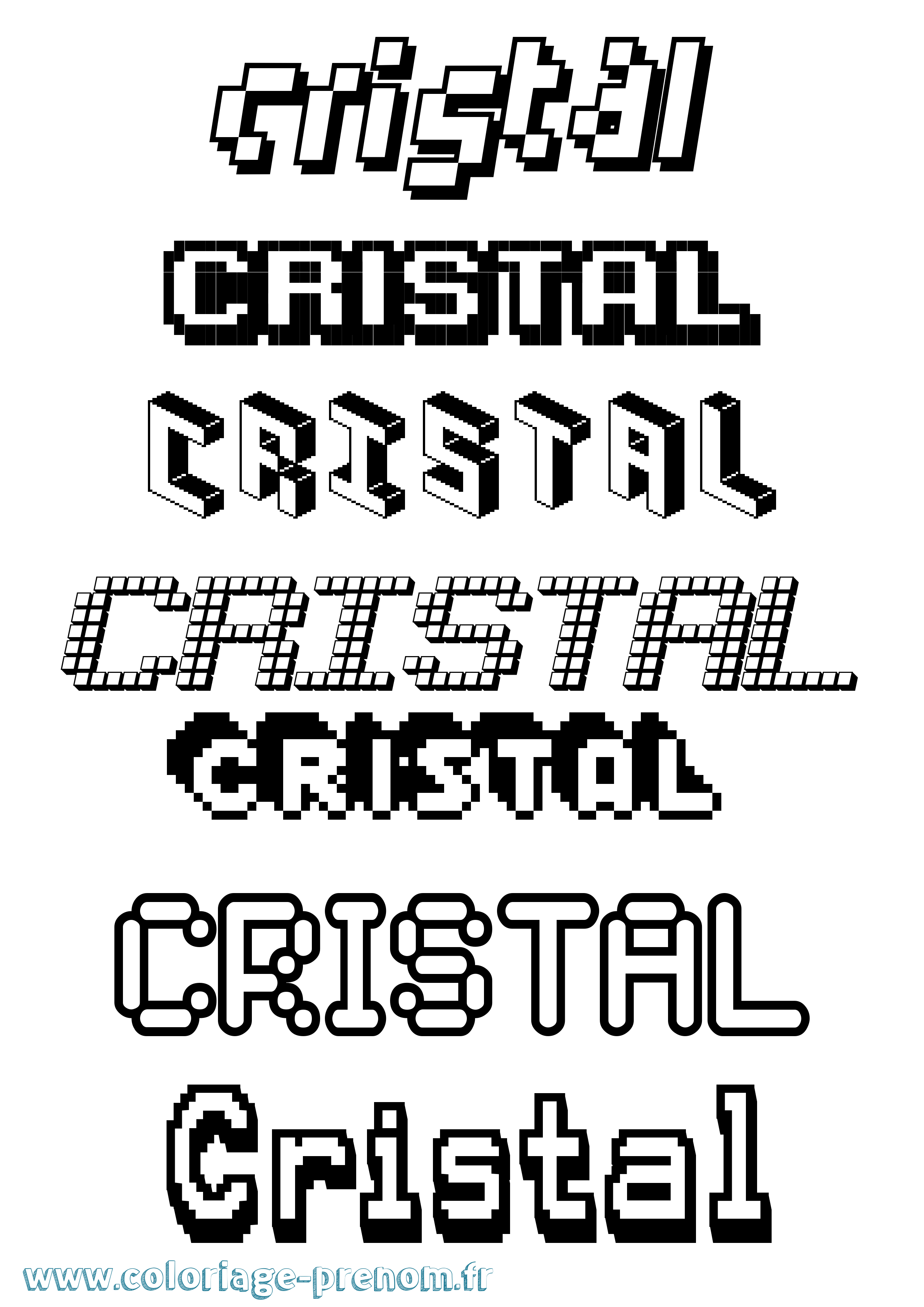 Coloriage prénom Cristal Pixel