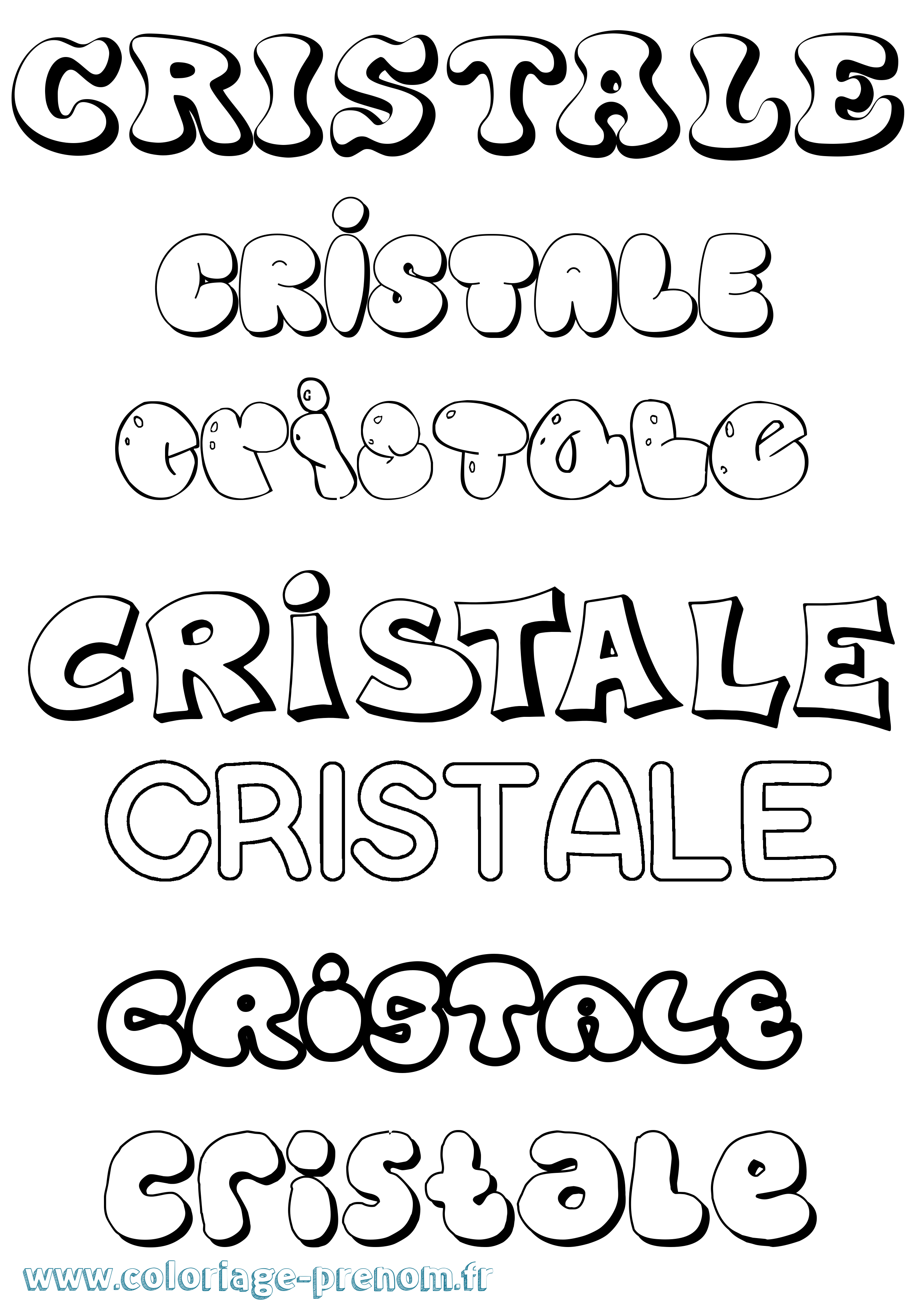 Coloriage prénom Cristale Bubble