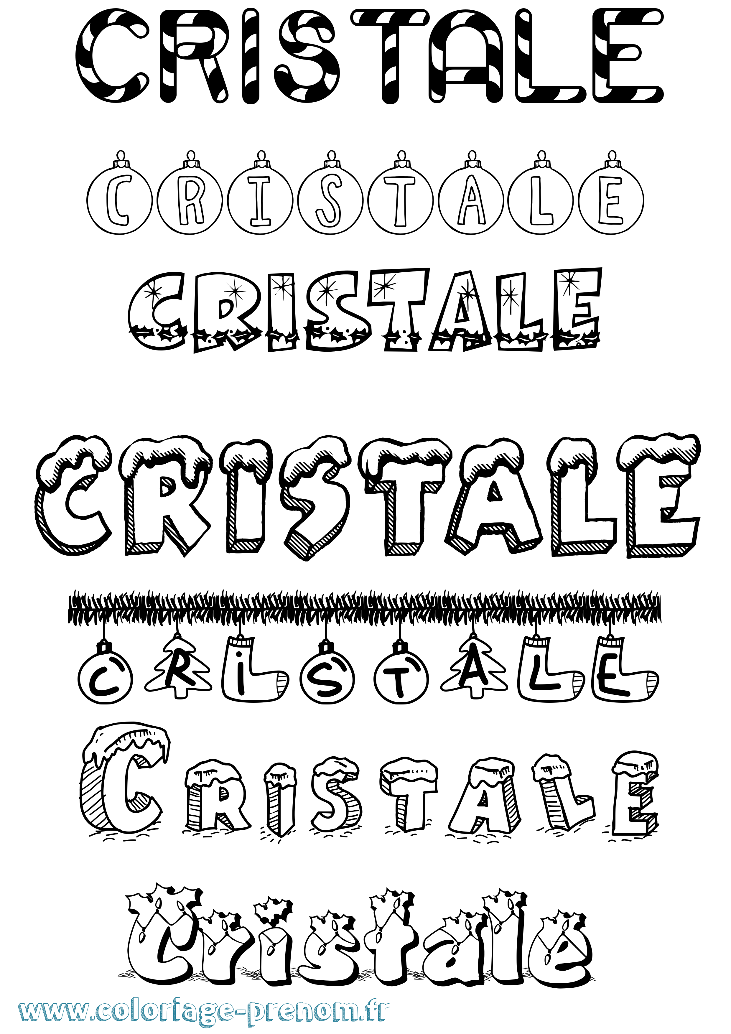 Coloriage Cristale Noël Coloriage prénom Cristale Noël