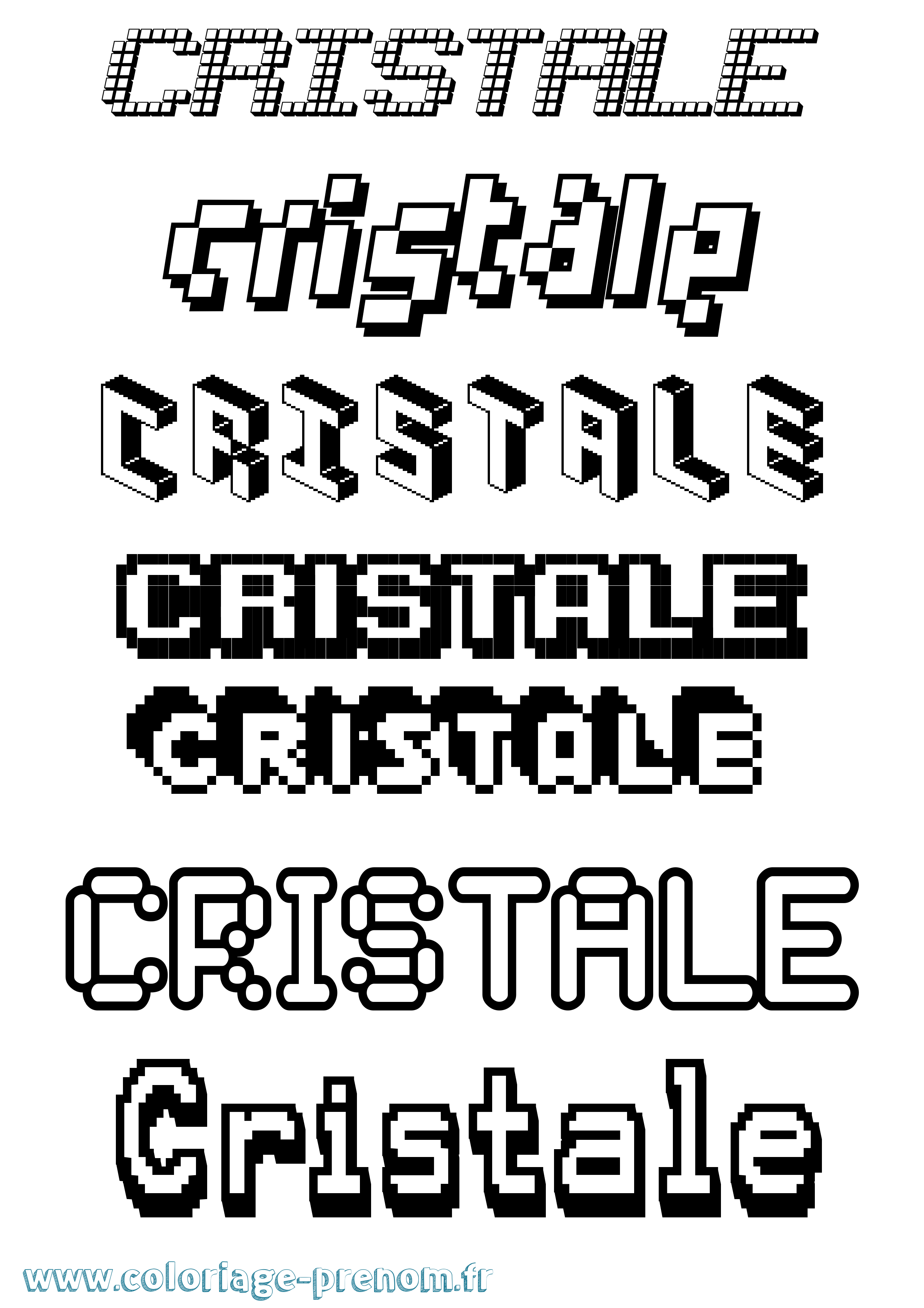 Coloriage prénom Cristale Pixel
