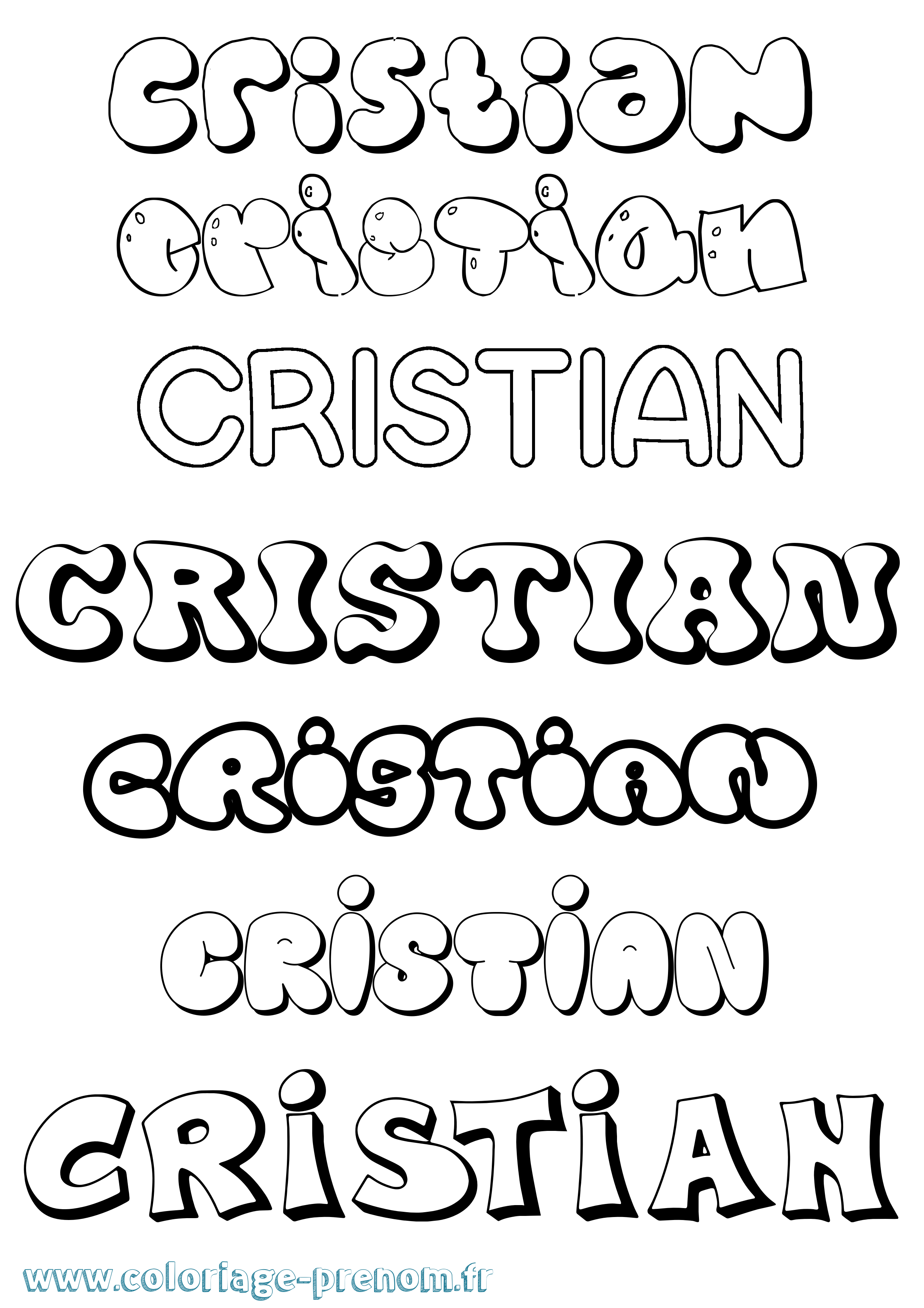 Coloriage prénom Cristian Bubble