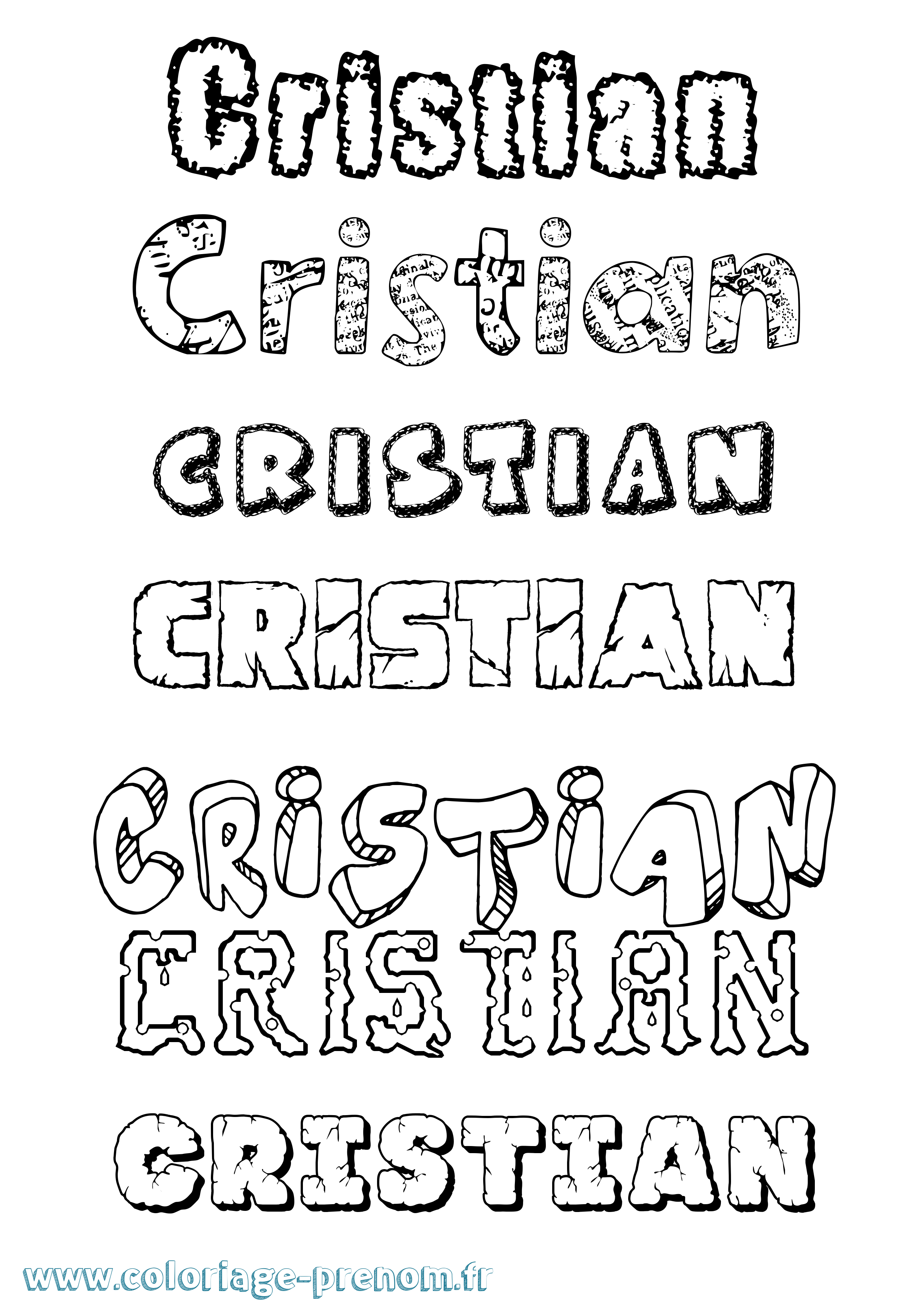 Coloriage prénom Cristian Destructuré