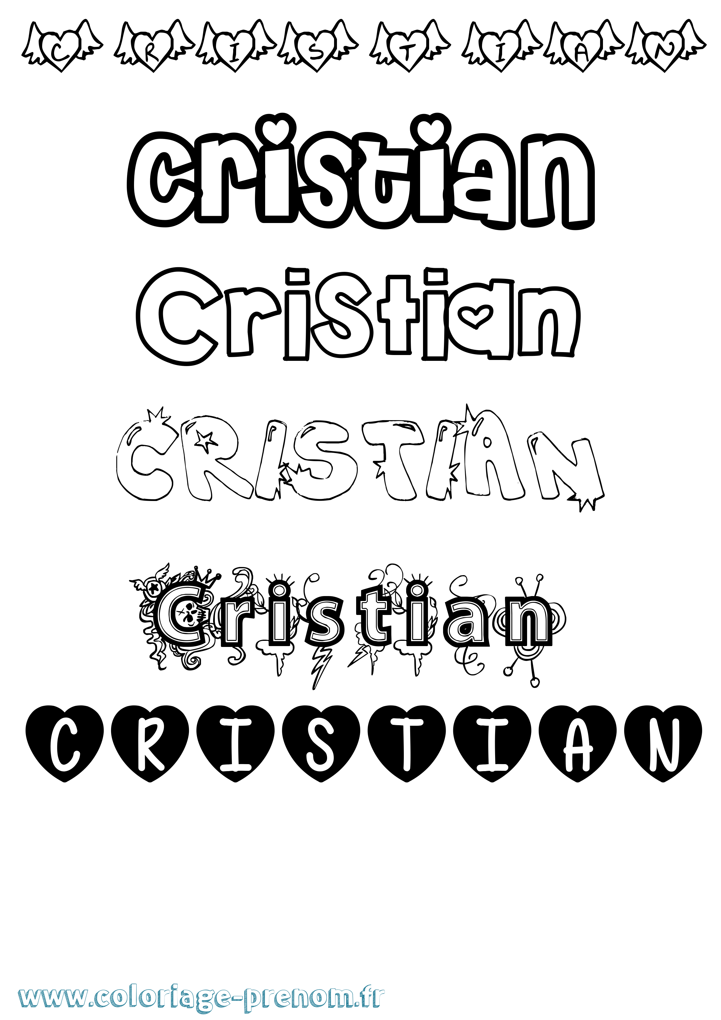 Coloriage prénom Cristian Girly