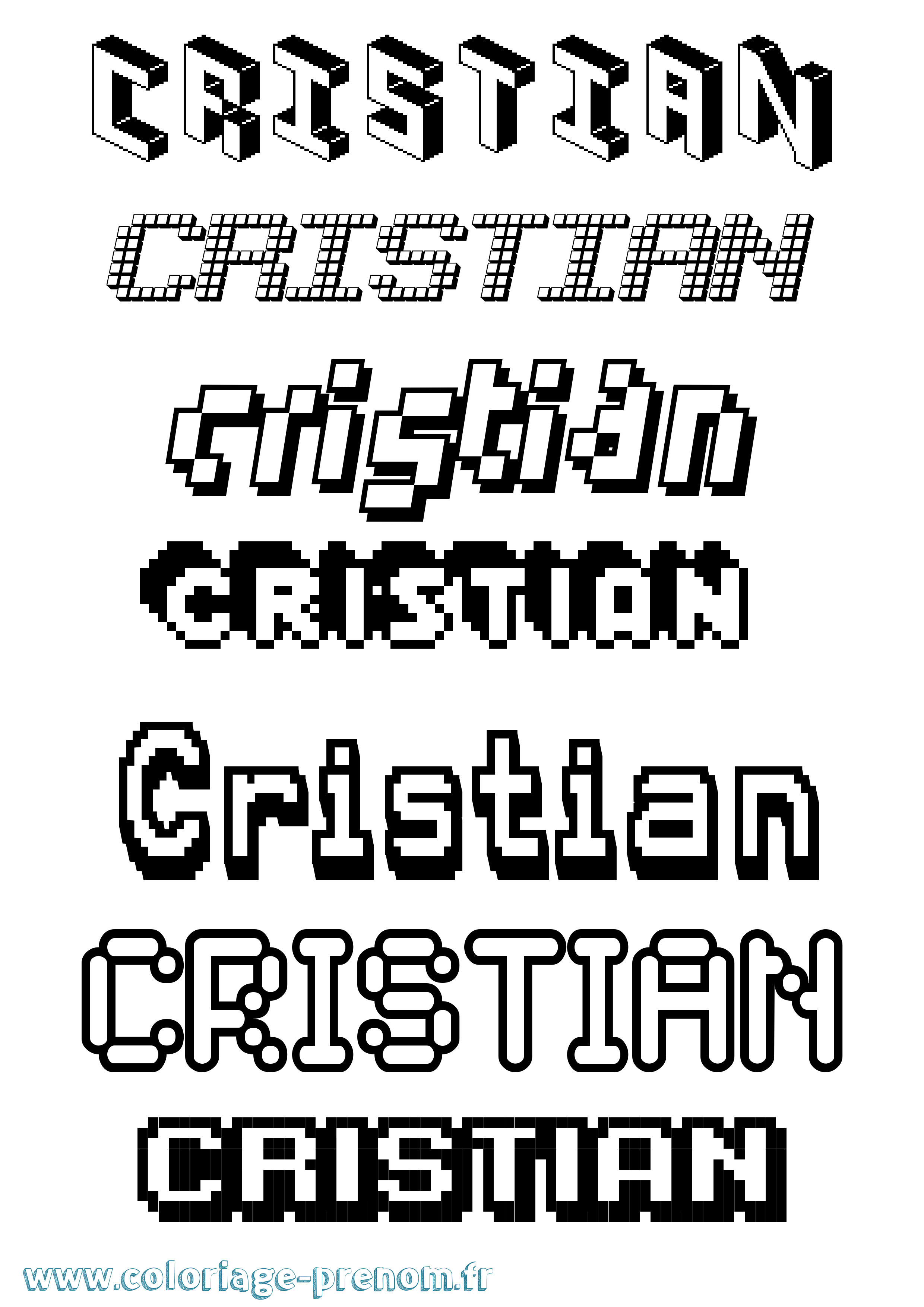 Coloriage prénom Cristian Pixel