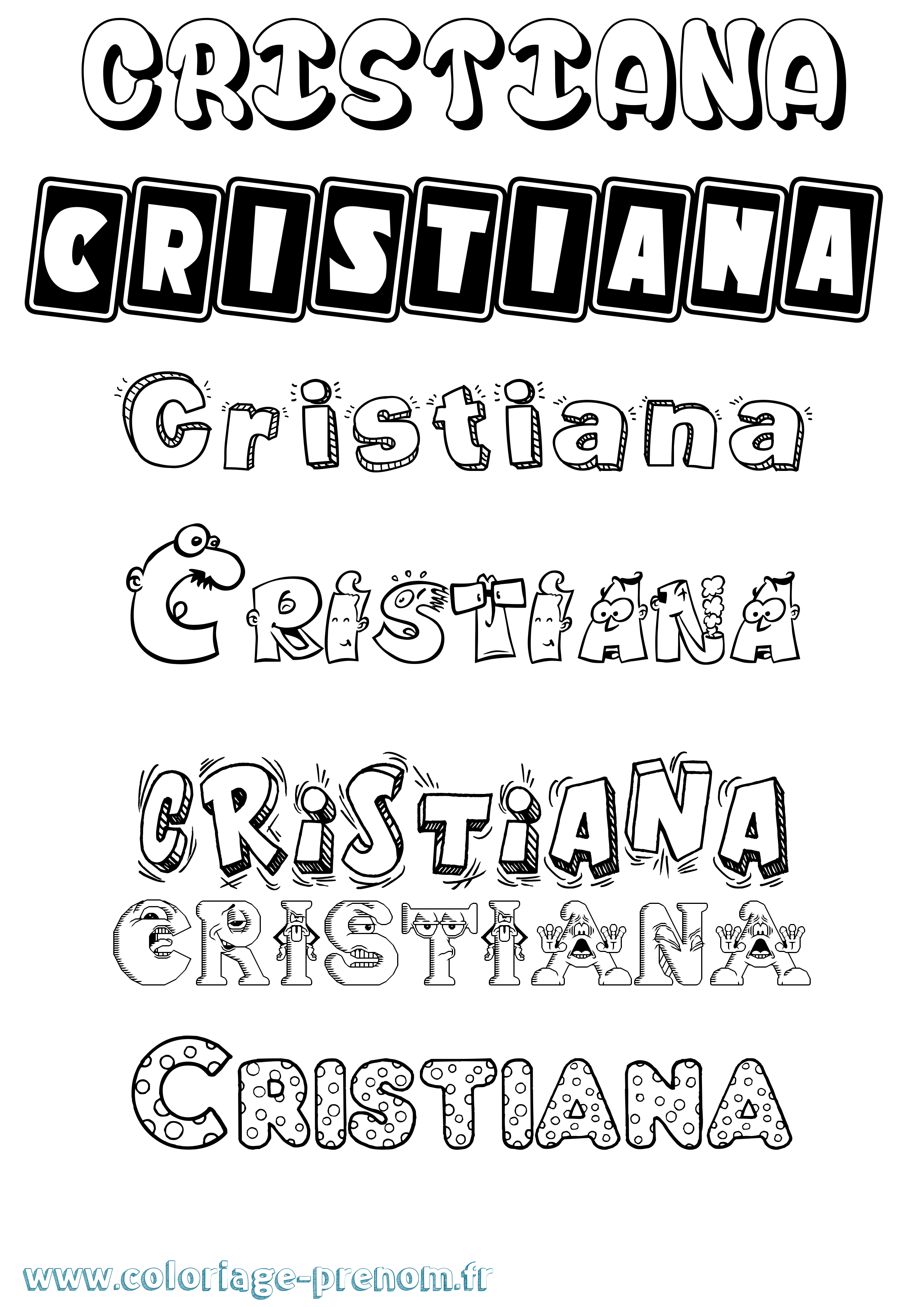 Coloriage prénom Cristiana Fun