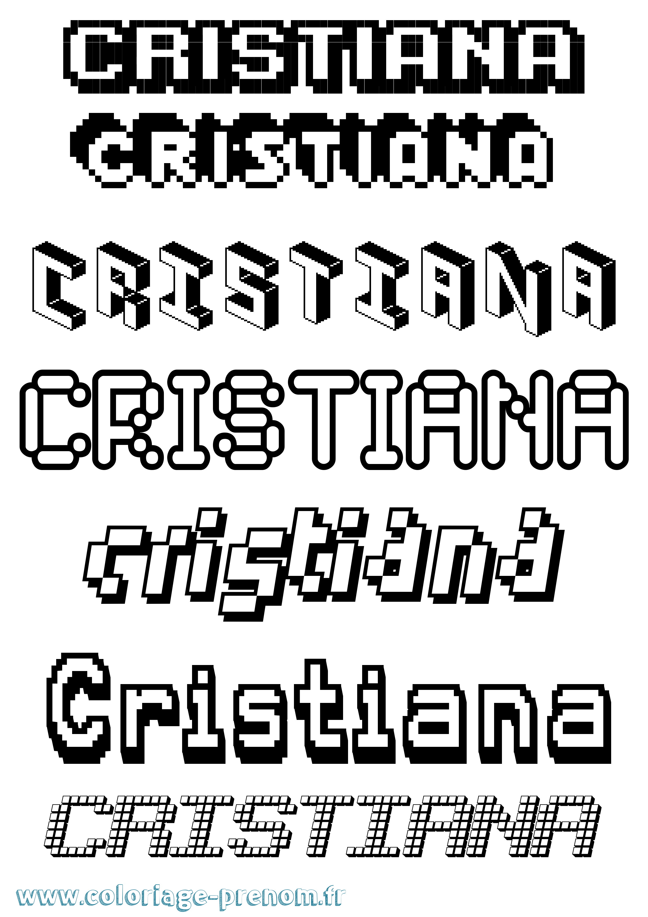 Coloriage prénom Cristiana Pixel