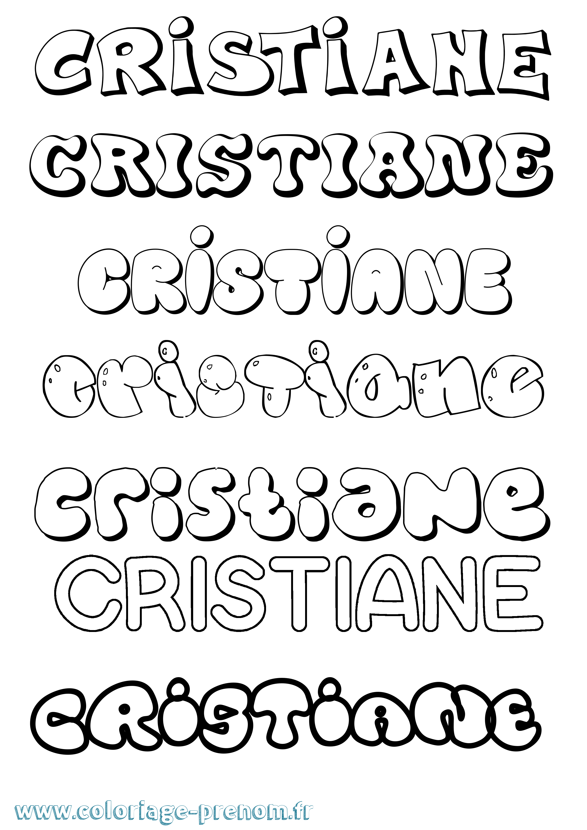 Coloriage prénom Cristiane Bubble