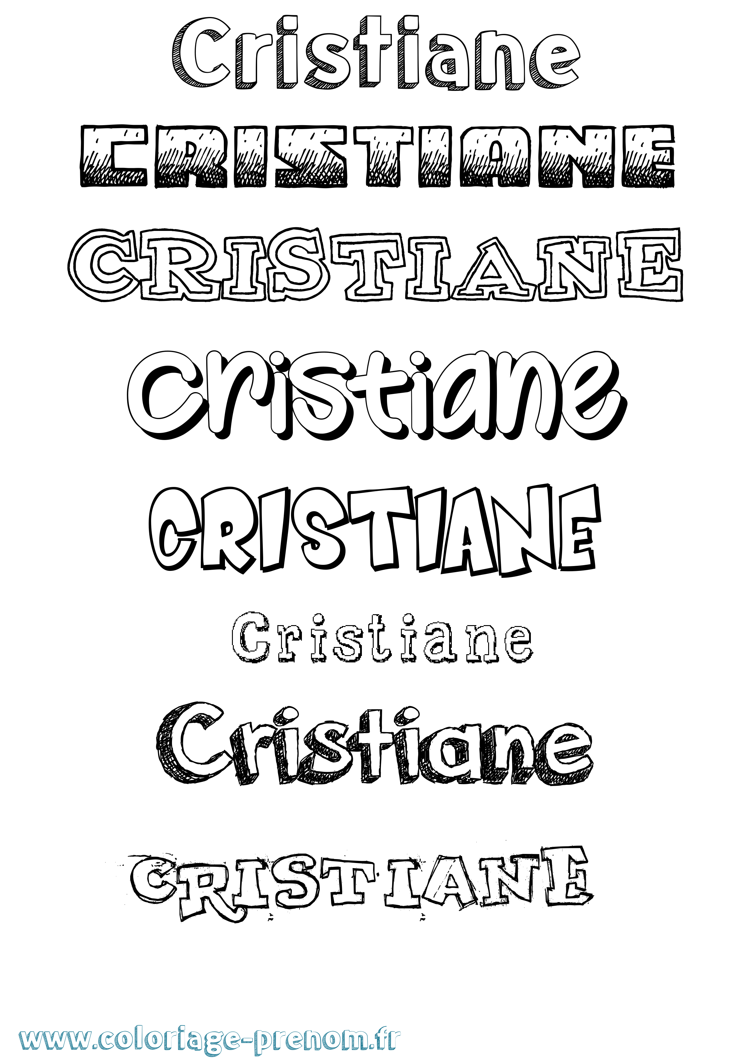 Coloriage prénom Cristiane Dessiné