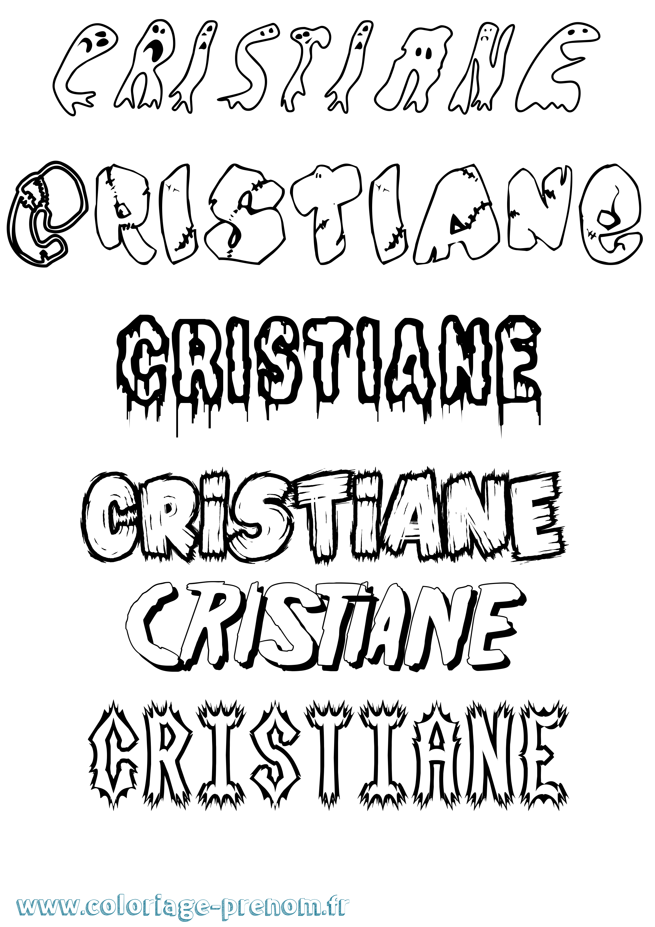 Coloriage prénom Cristiane Frisson