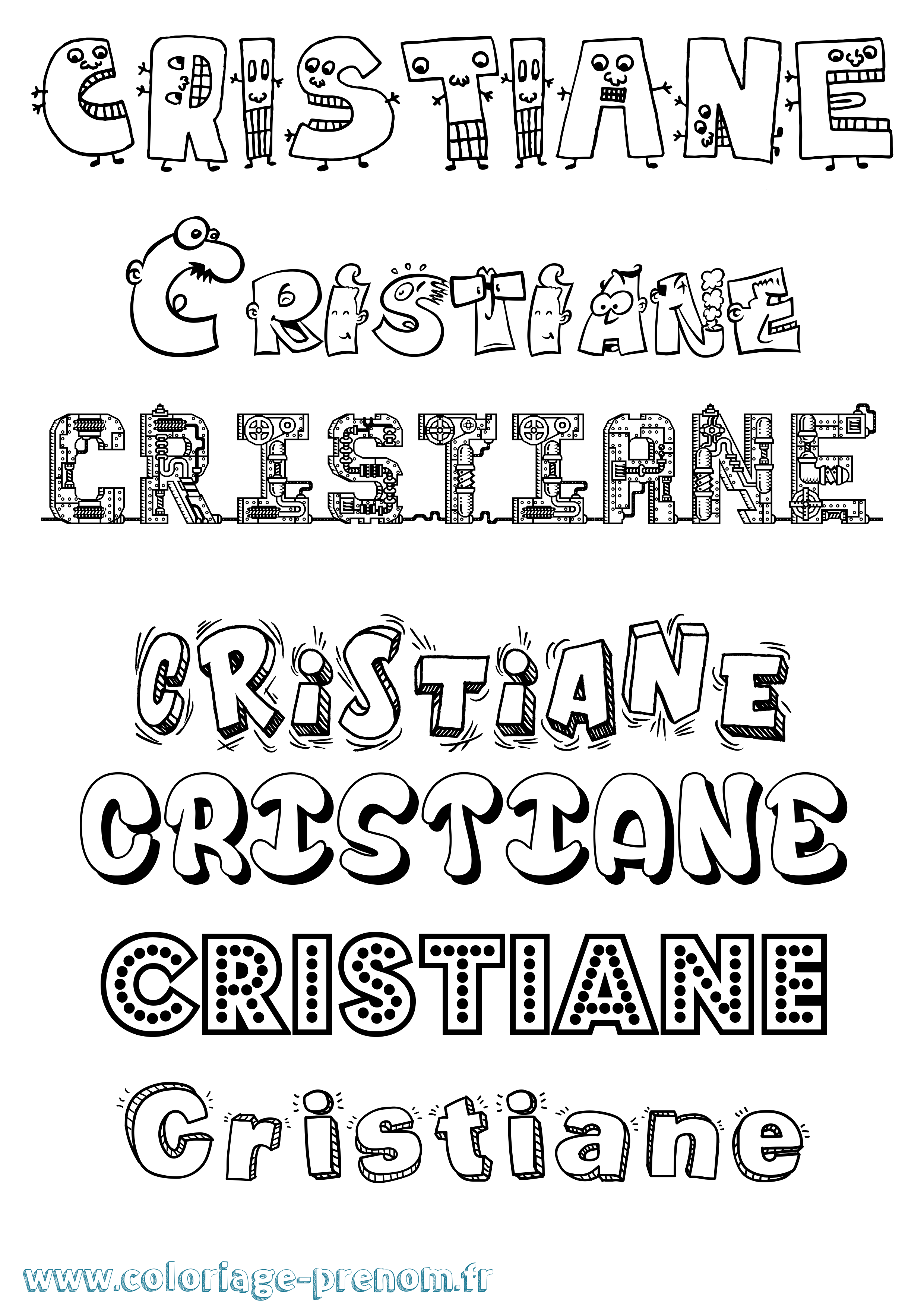 Coloriage prénom Cristiane Fun