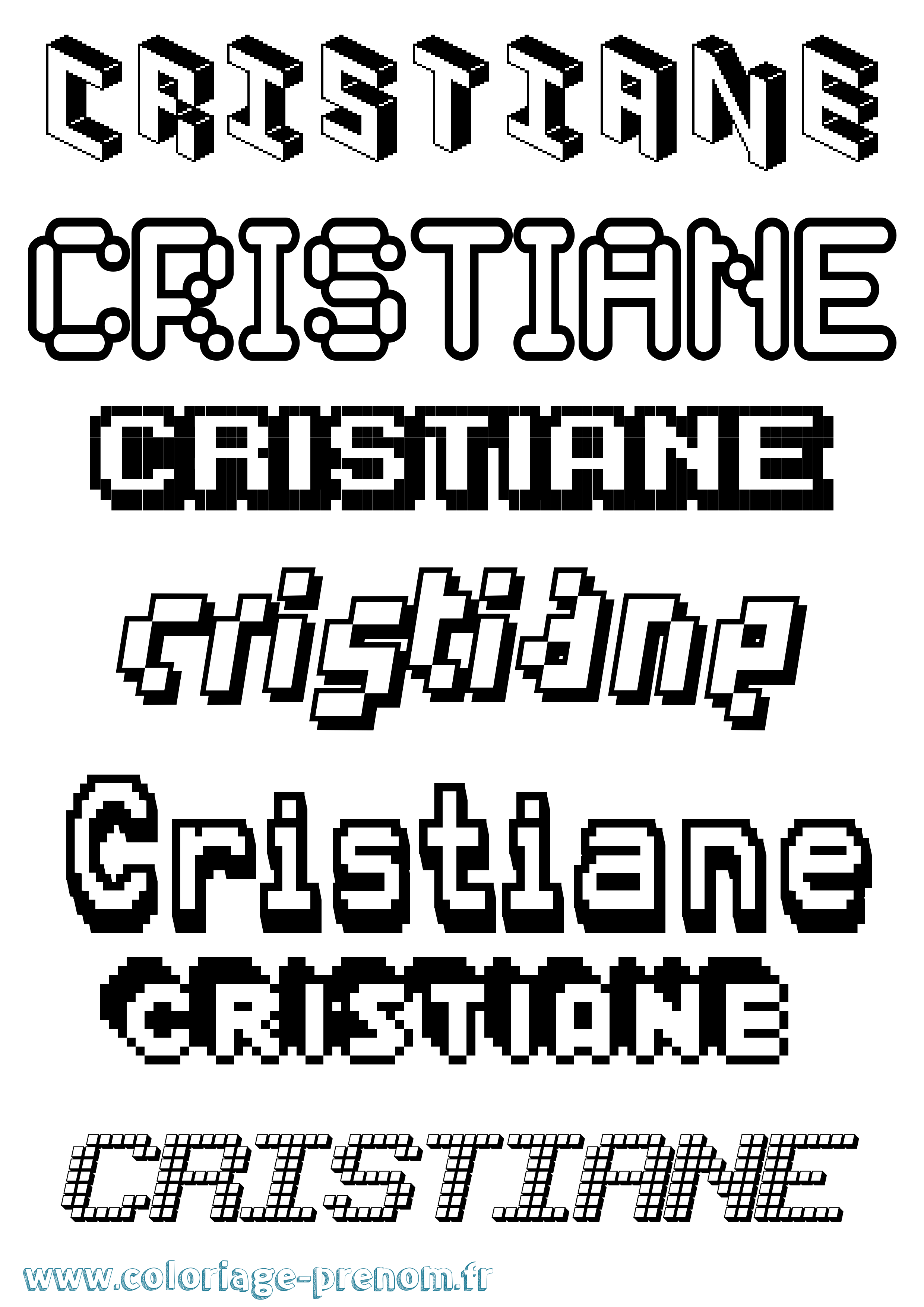 Coloriage prénom Cristiane Pixel