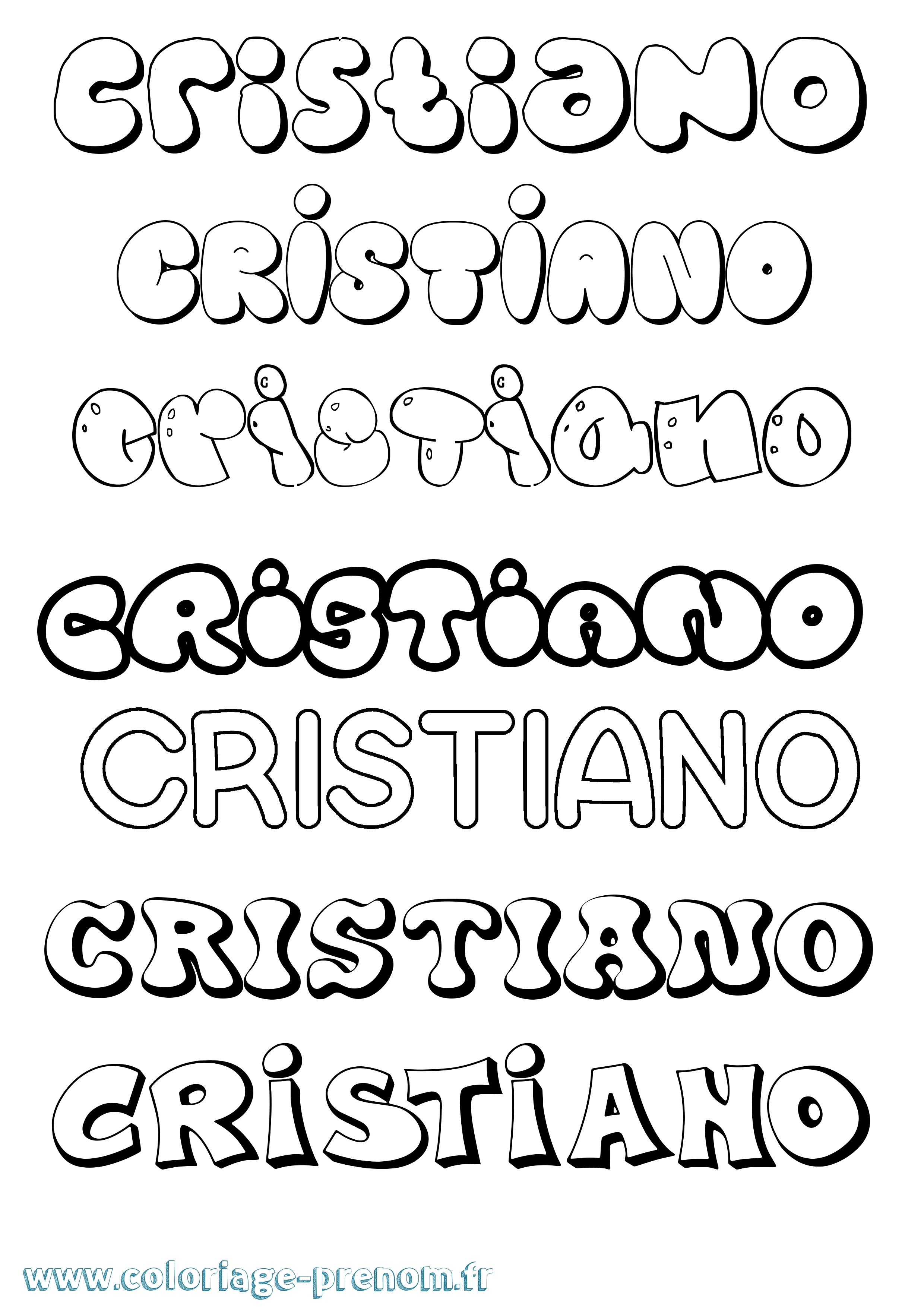 Coloriage prénom Cristiano Bubble