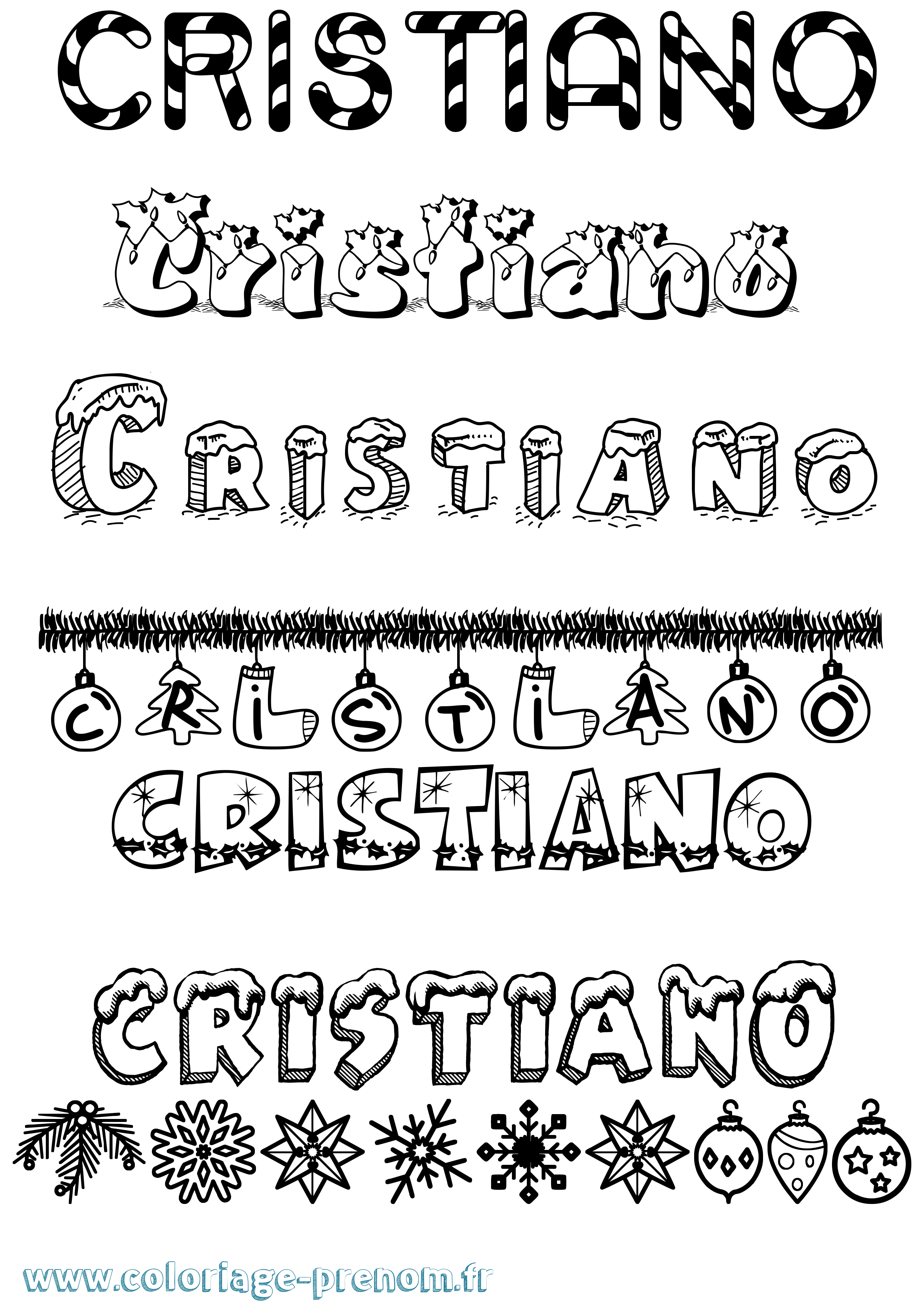 Coloriage prénom Cristiano Noël