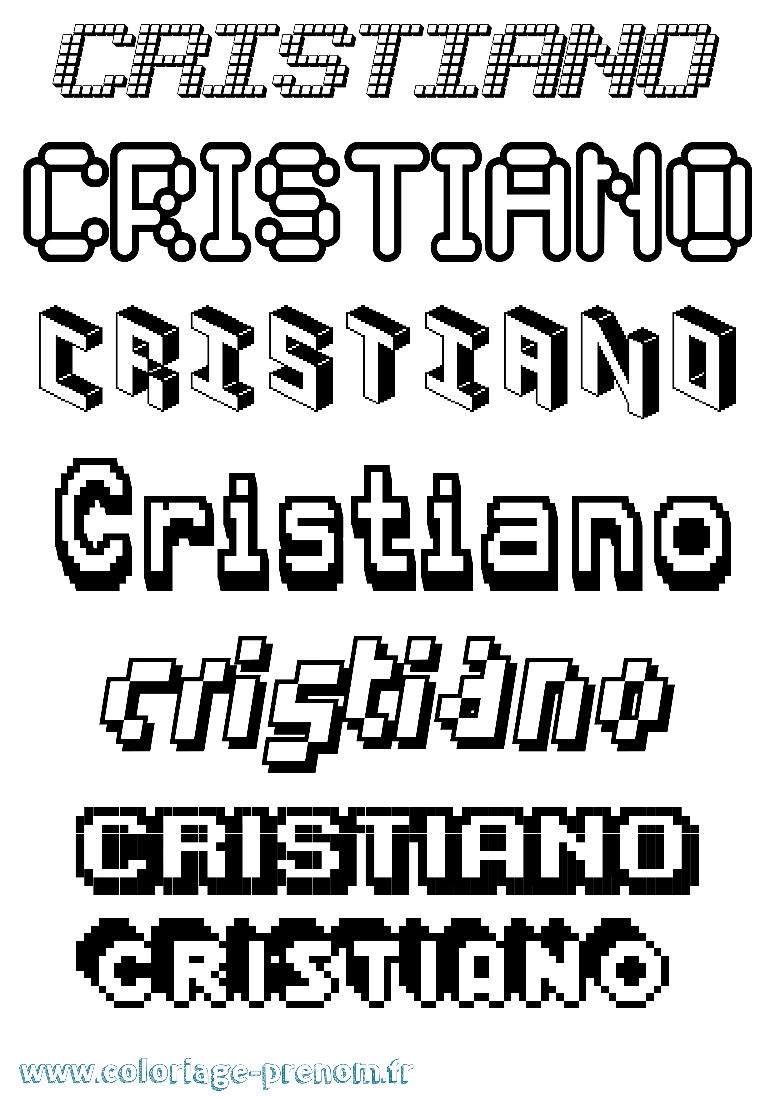 Coloriage prénom Cristiano Pixel