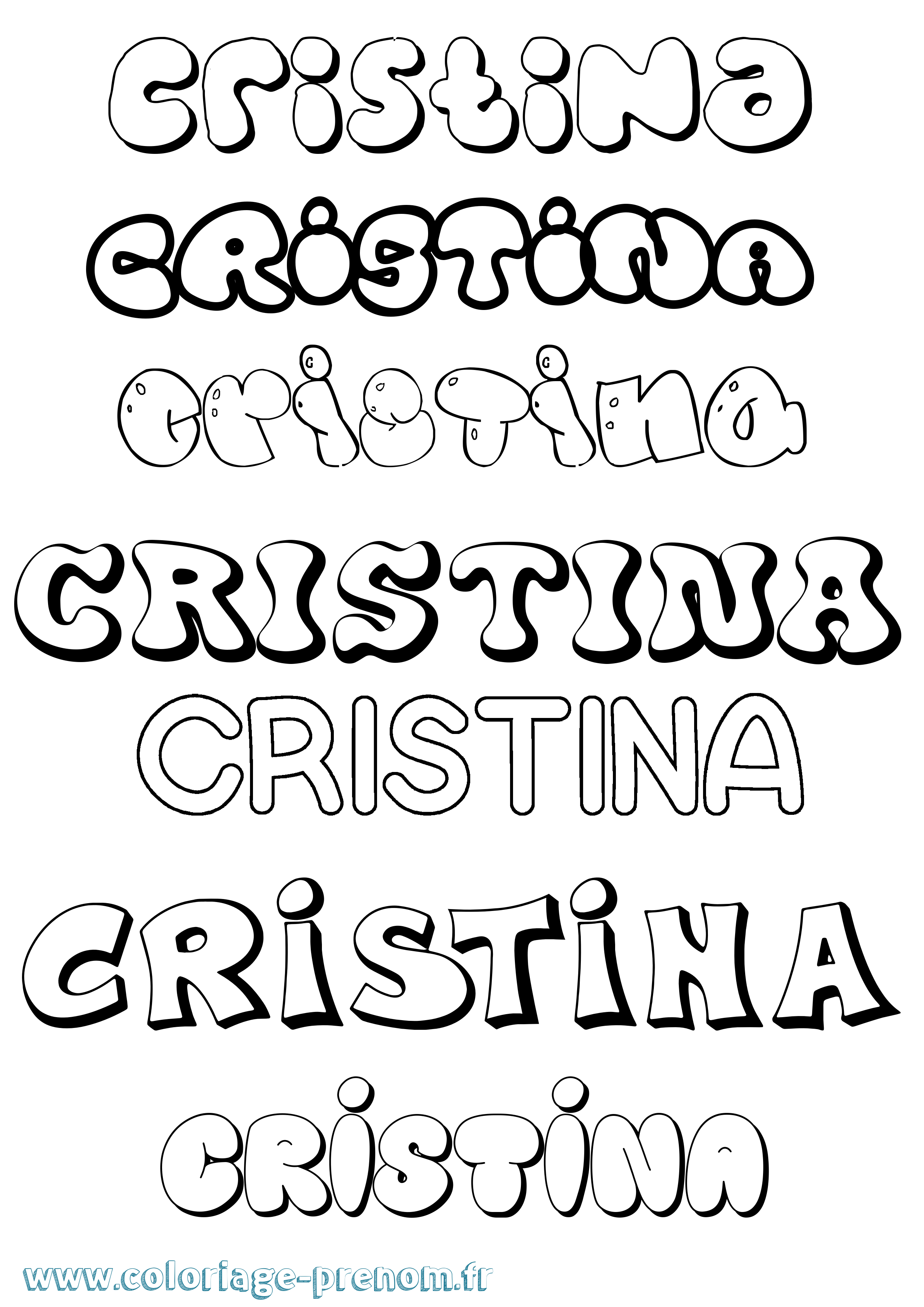 Coloriage prénom Cristina Bubble