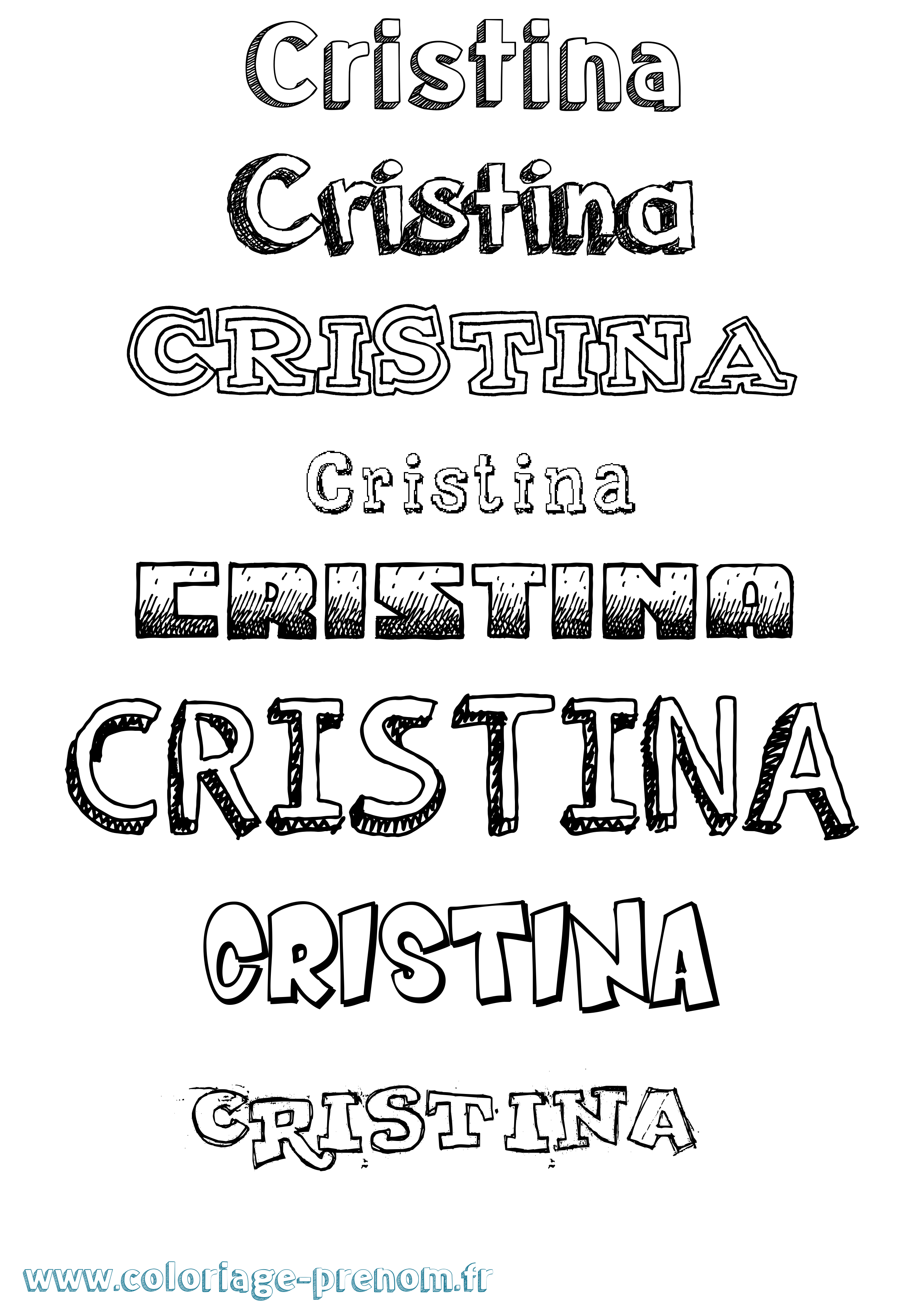 Coloriage Cristina Dessiné Coloriage prénom Cristina Dessiné