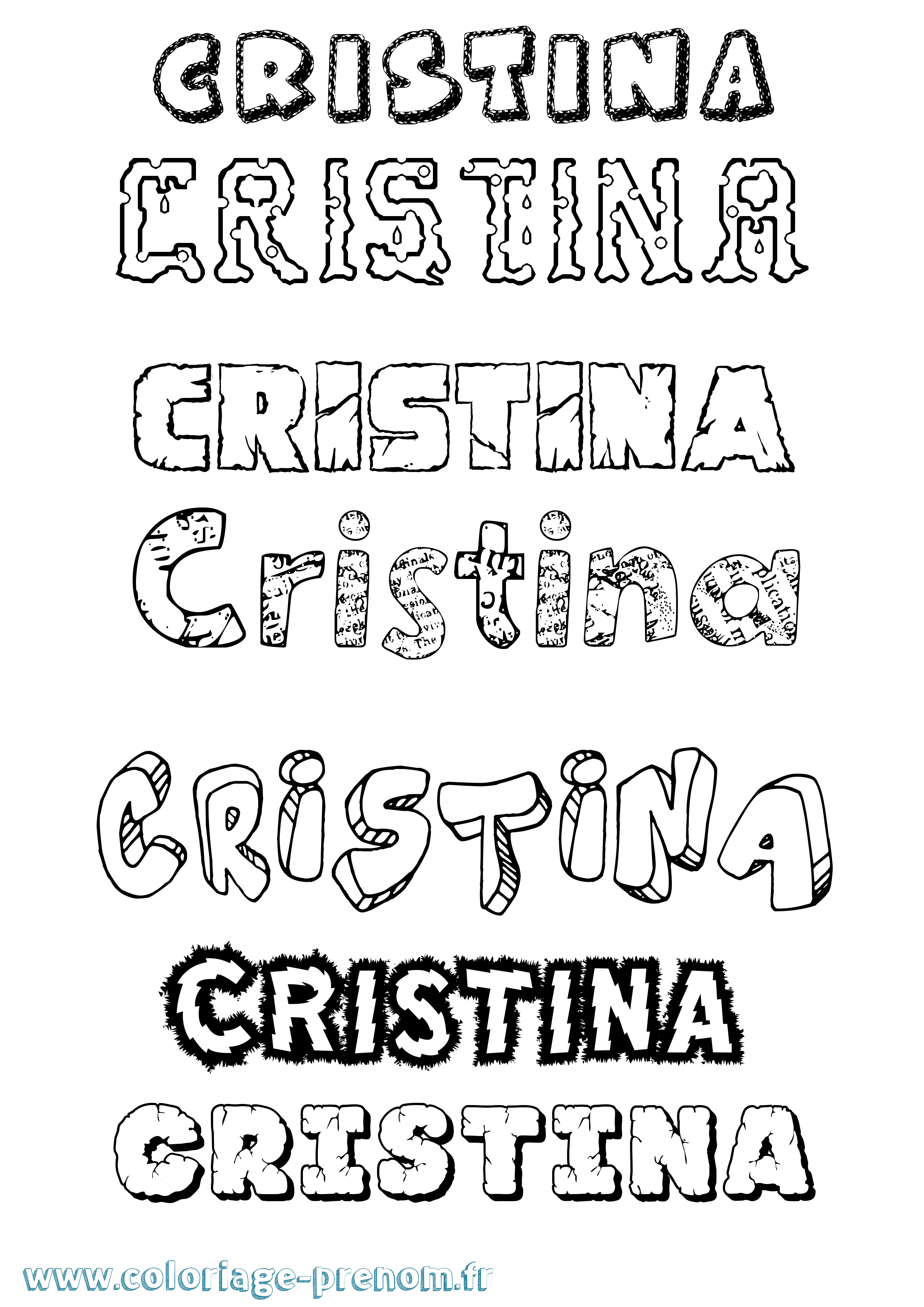 Coloriage prénom Cristina Destructuré