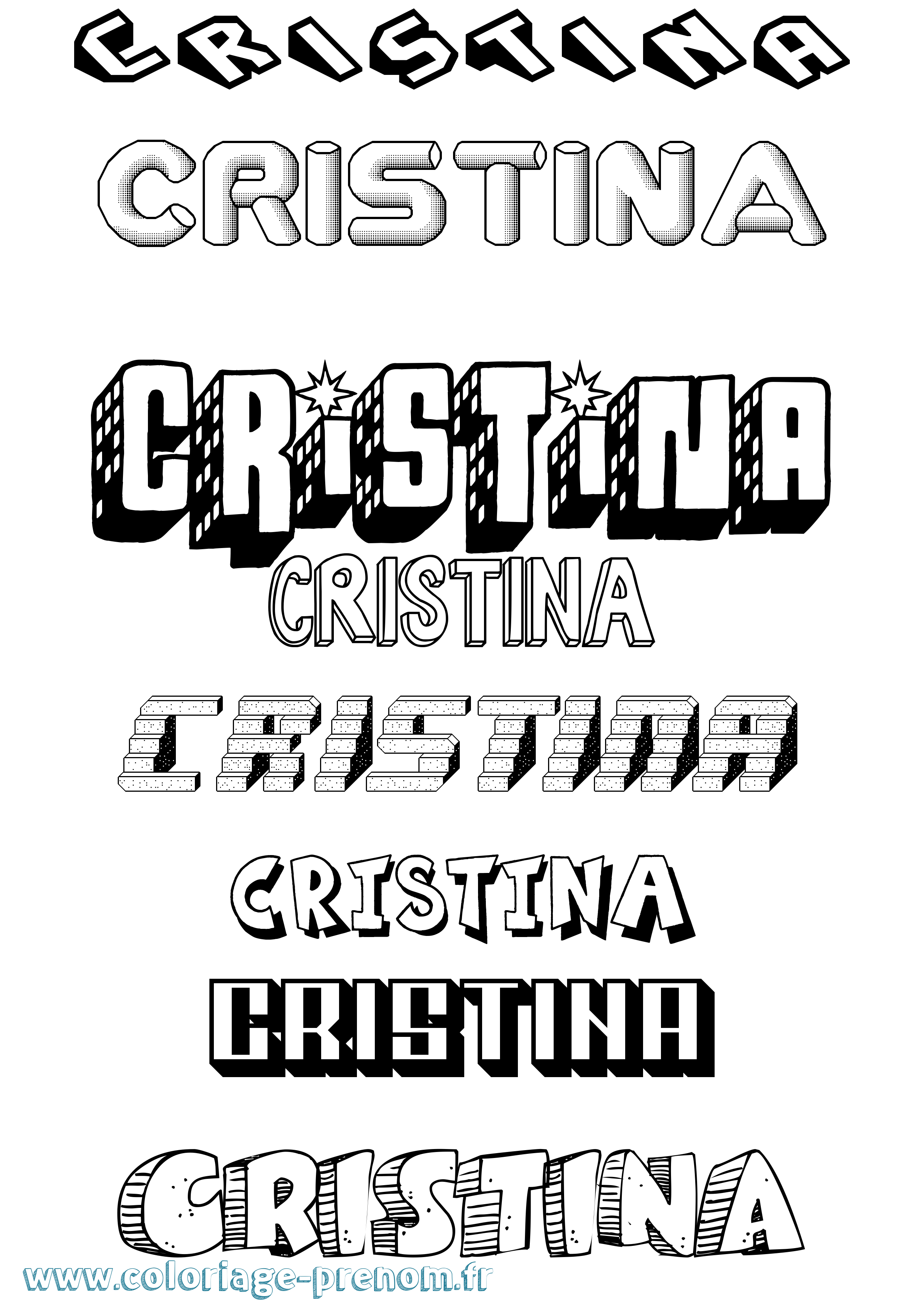 Coloriage Cristina Effet 3D Coloriage prénom Cristina Effet 3D