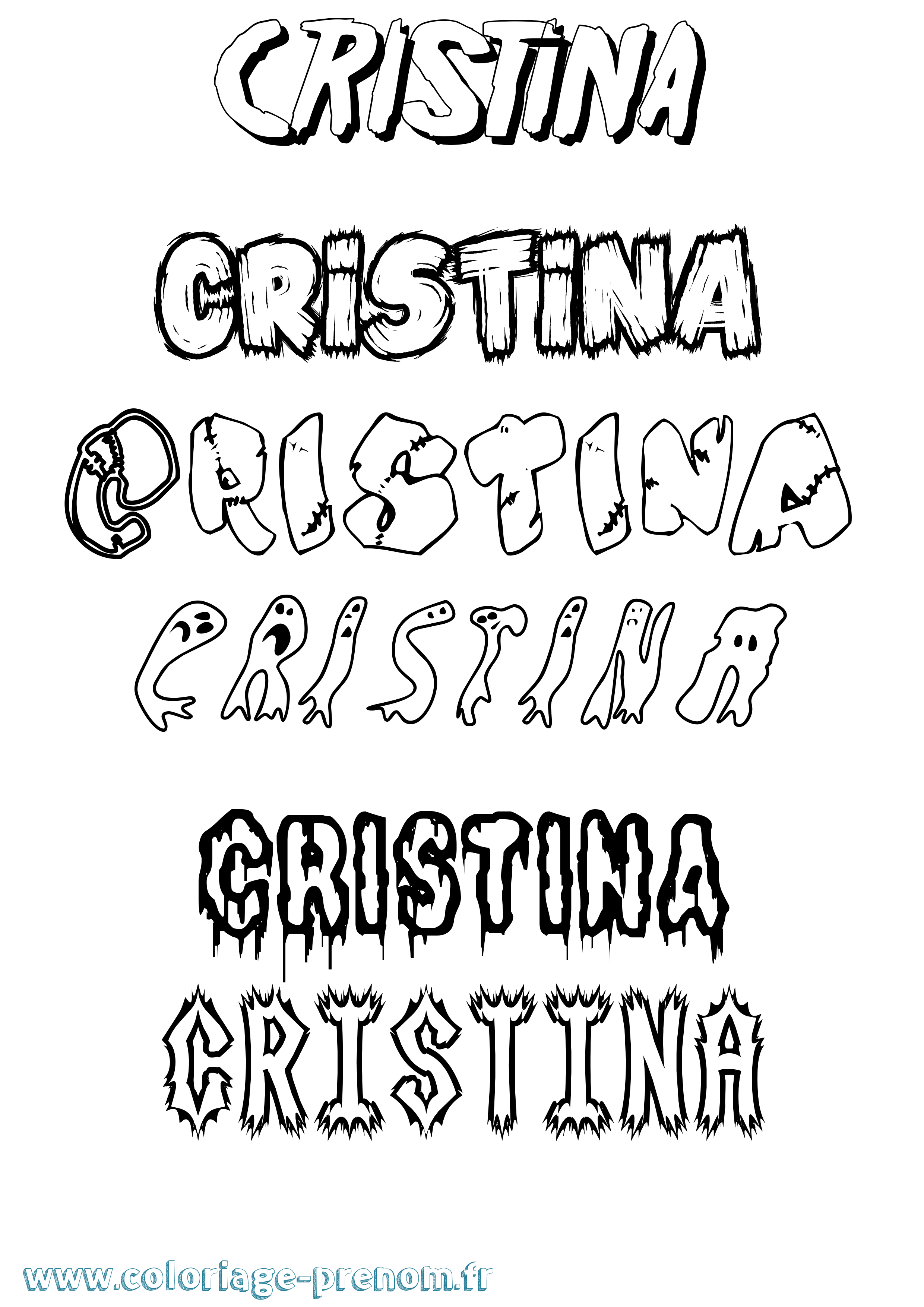 Coloriage prénom Cristina Frisson