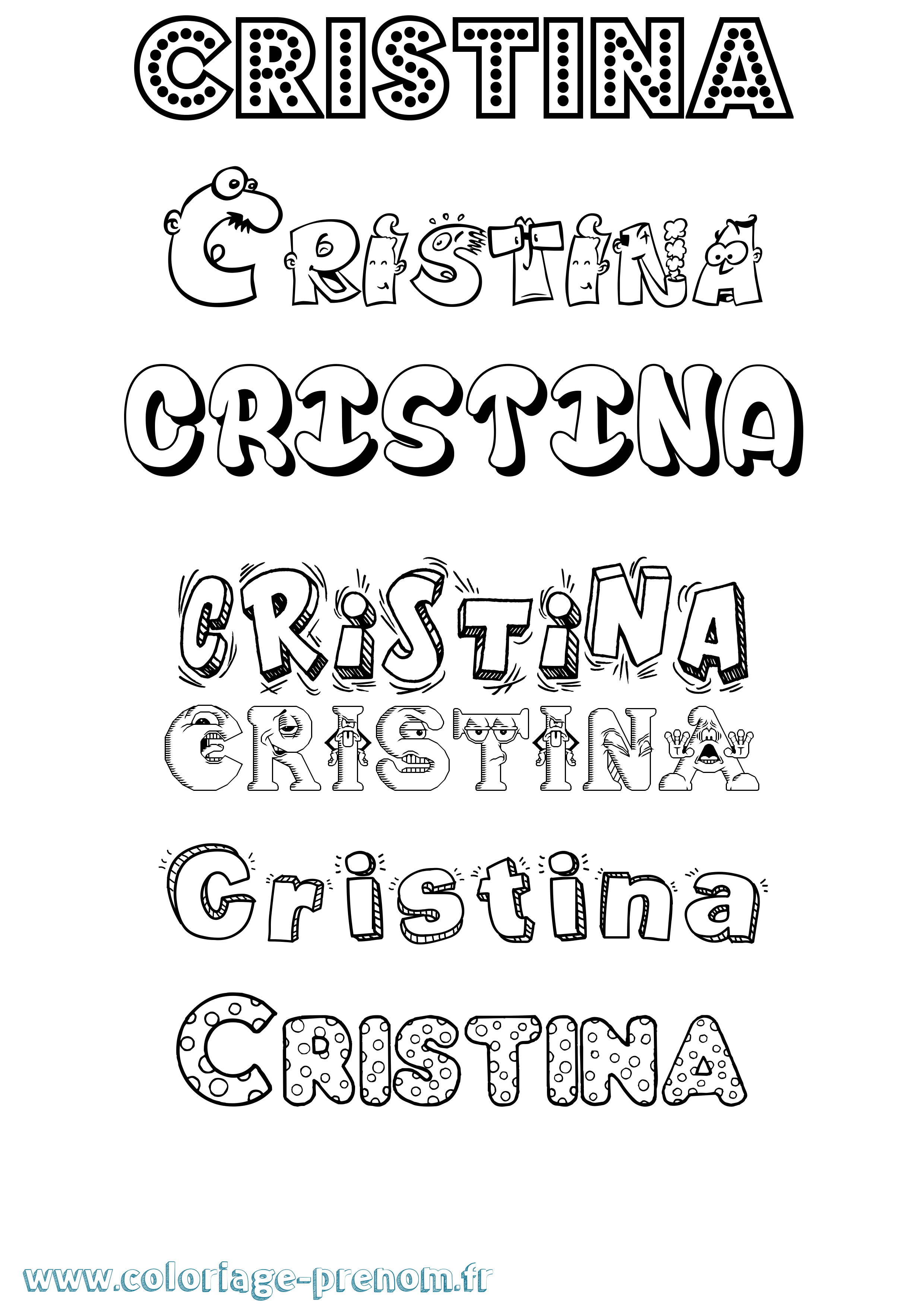Coloriage prénom Cristina Fun