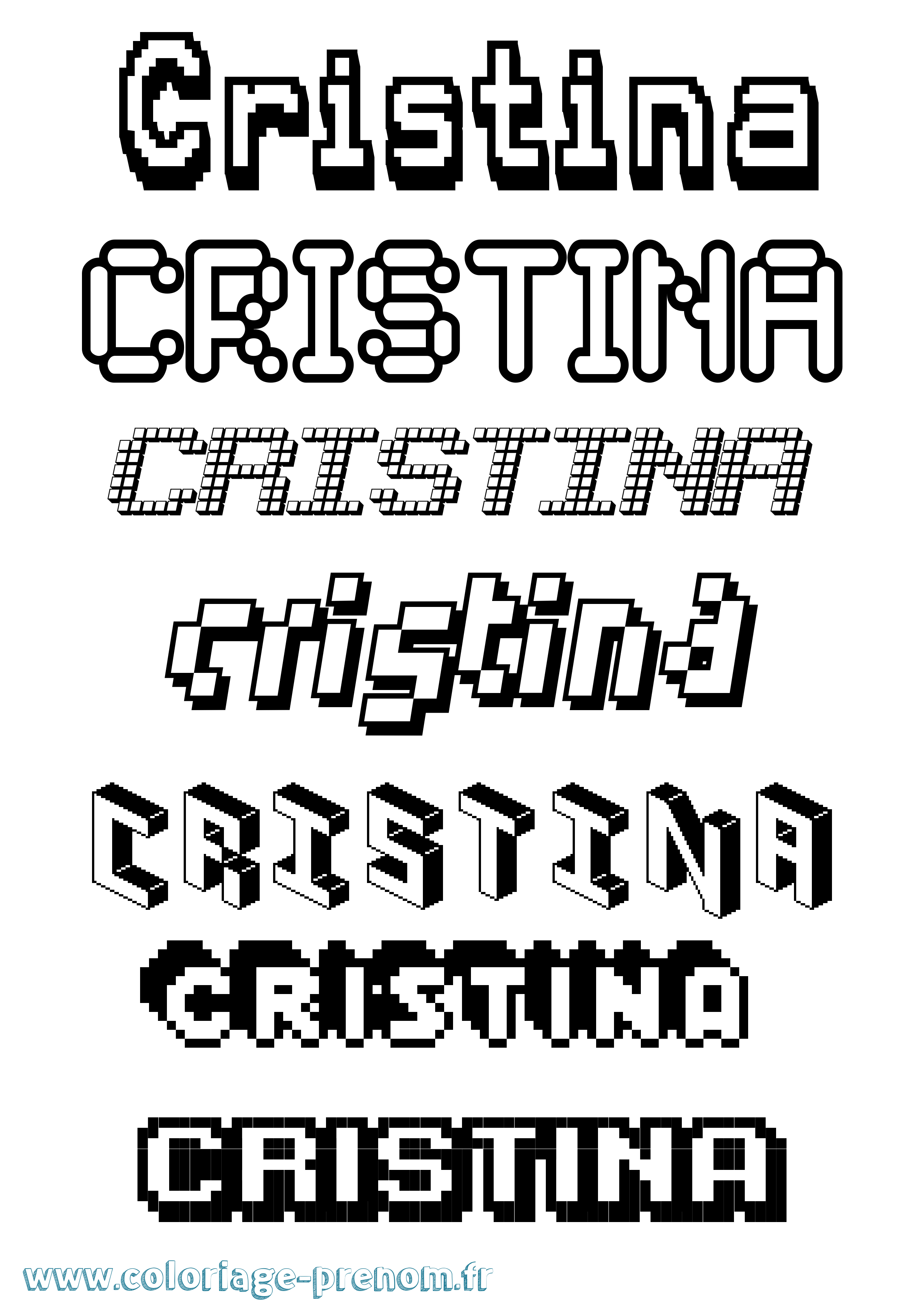 Coloriage prénom Cristina Pixel