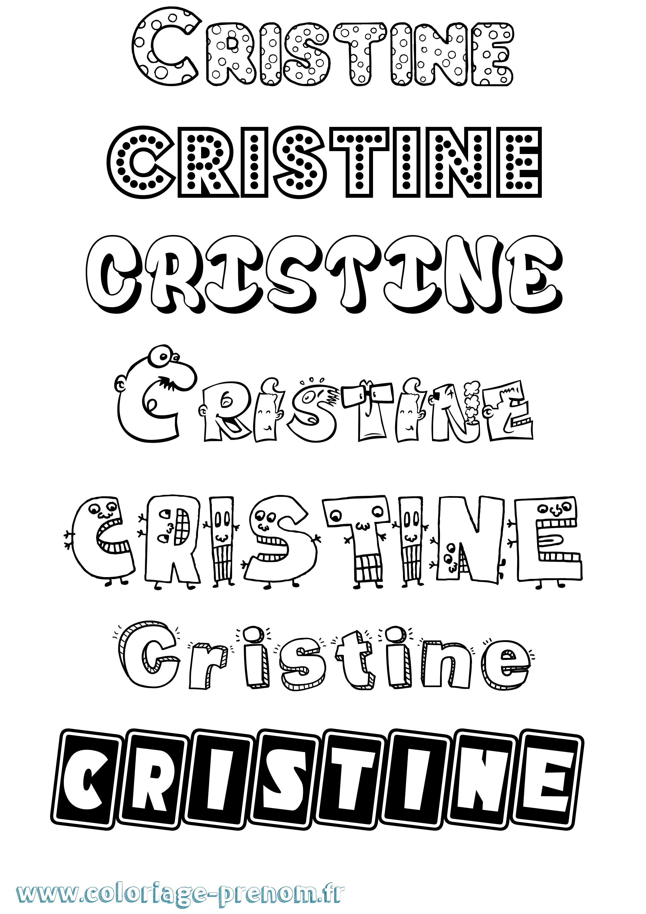 Coloriage prénom Cristine Fun