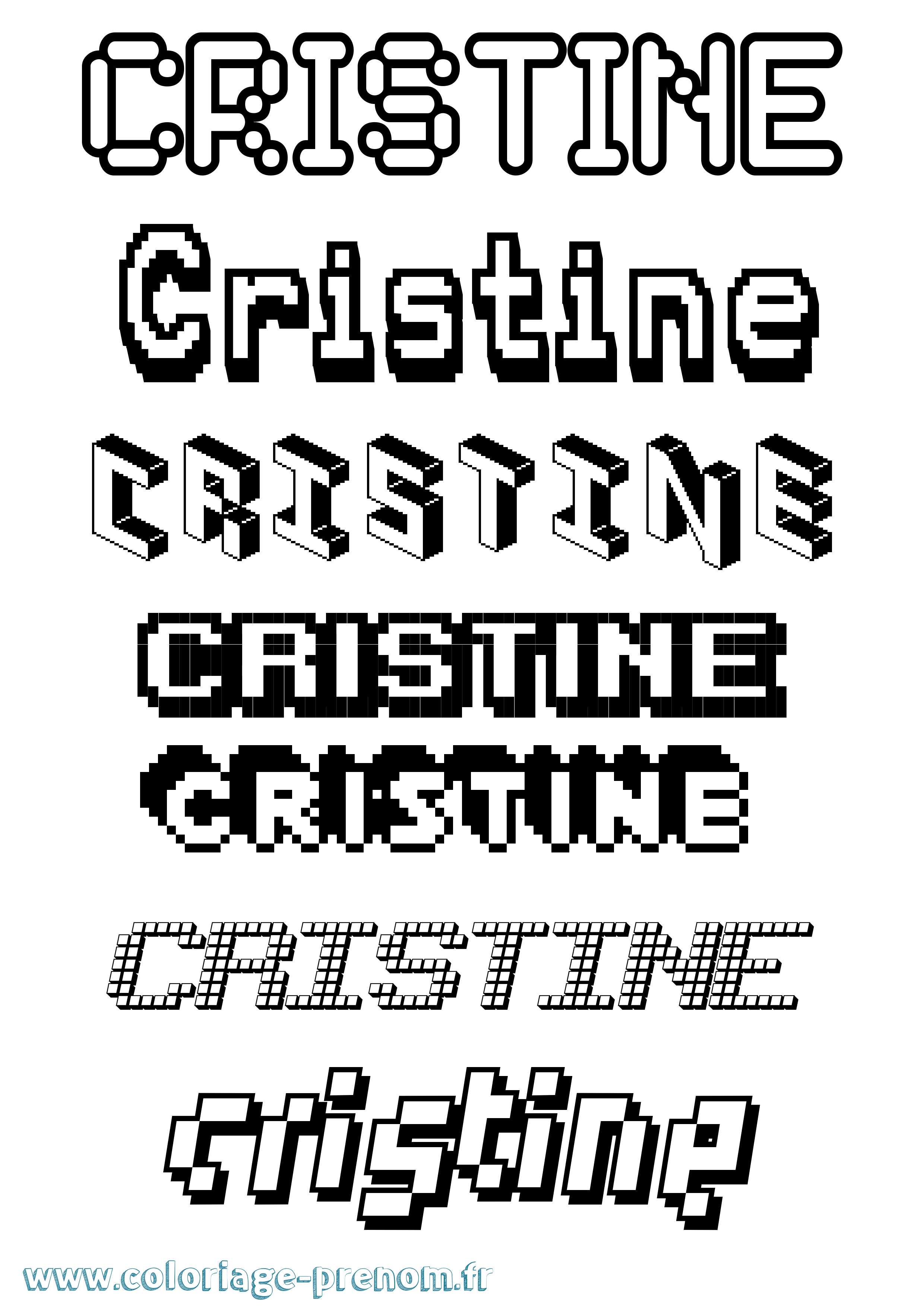 Coloriage prénom Cristine Pixel
