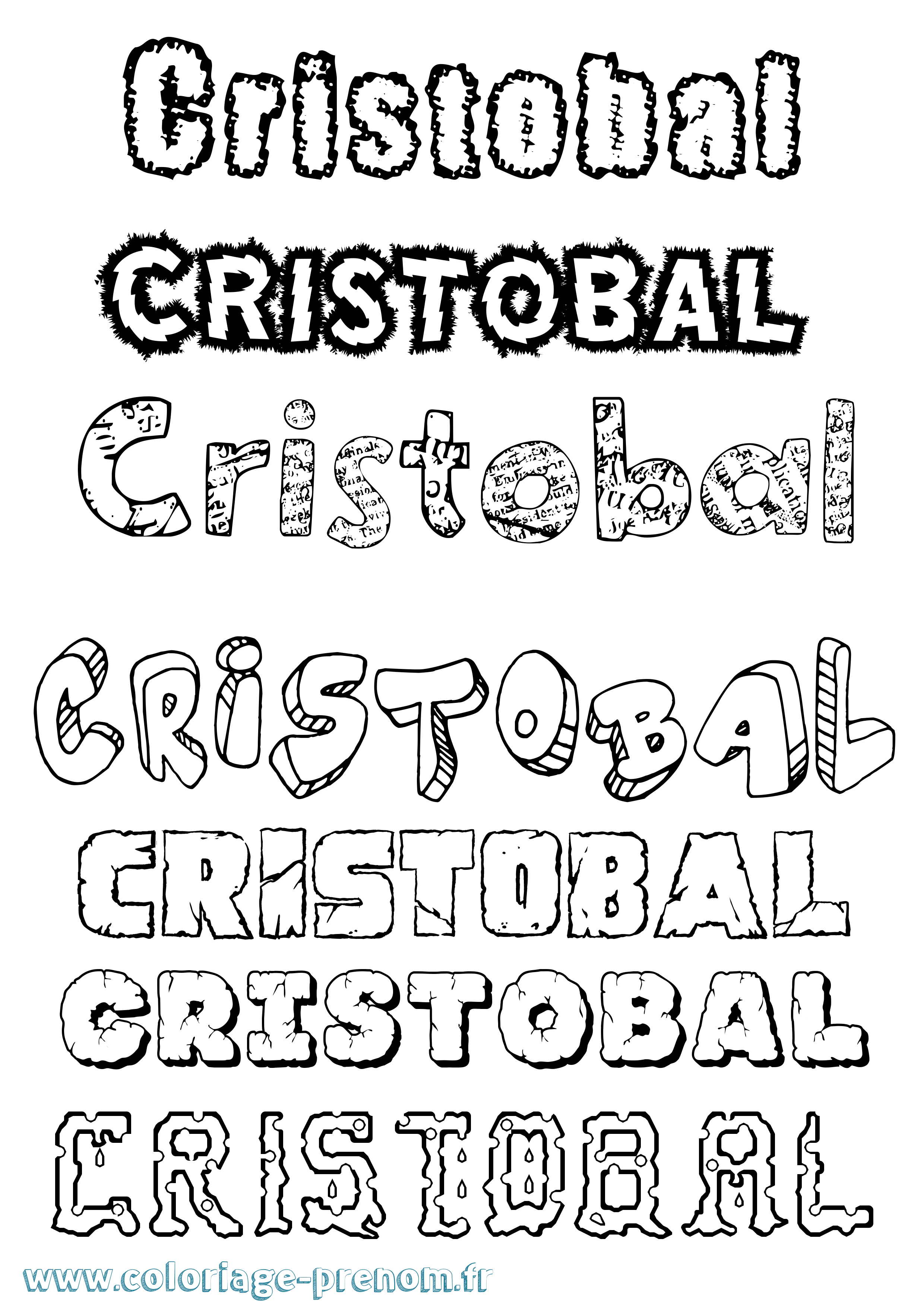 Coloriage prénom Cristobal Destructuré