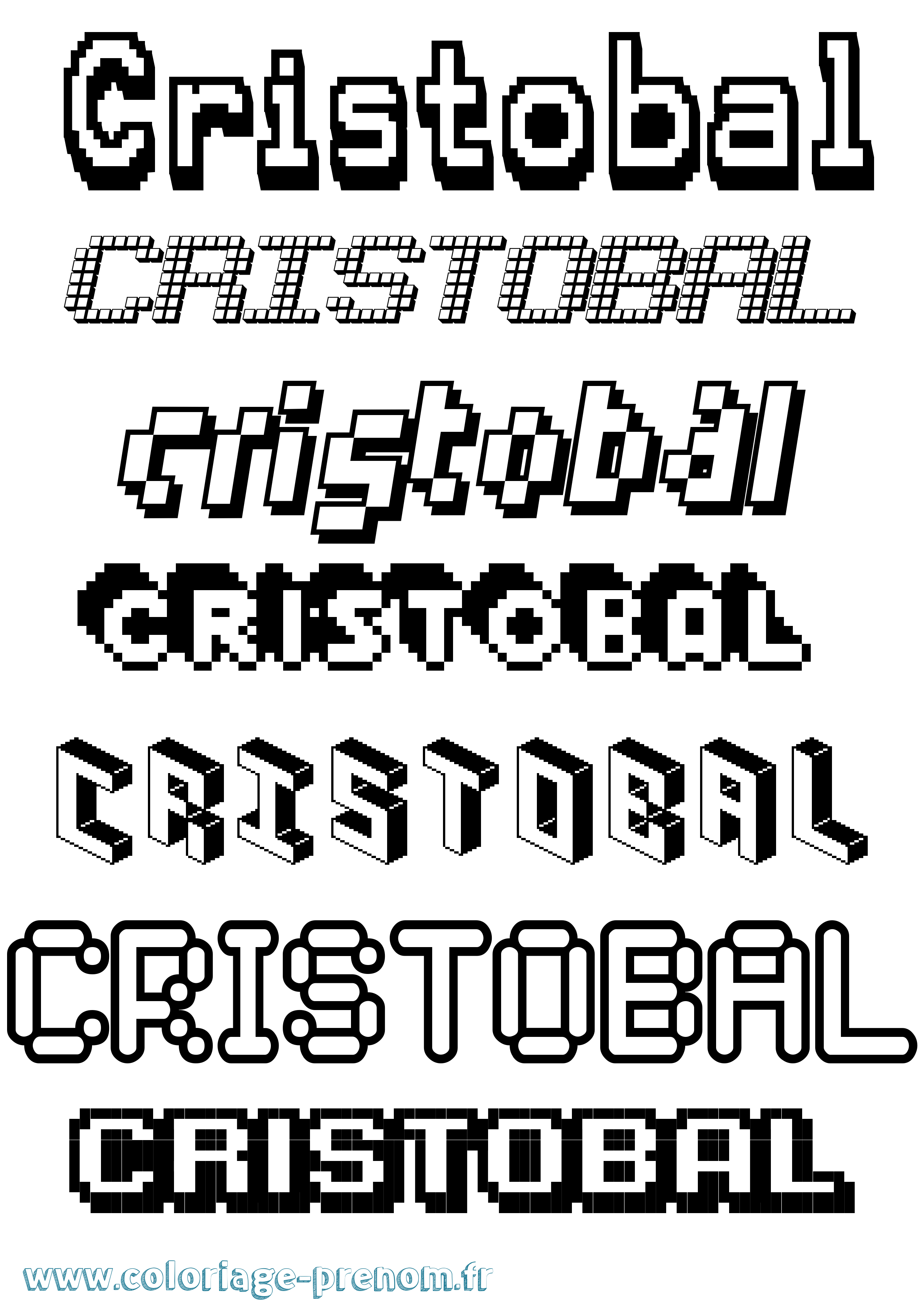 Coloriage prénom Cristobal Pixel