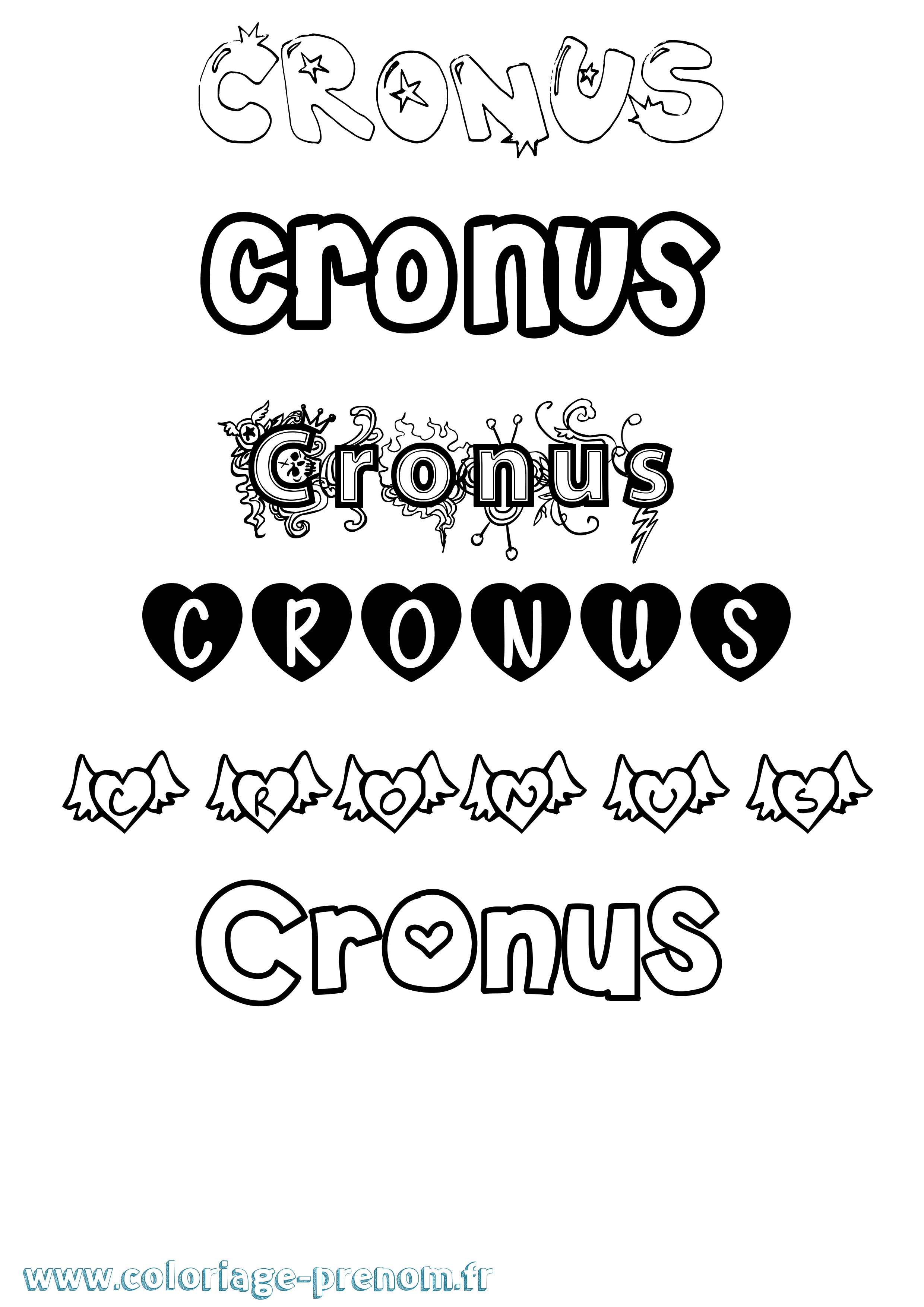 Coloriage prénom Cronus Girly