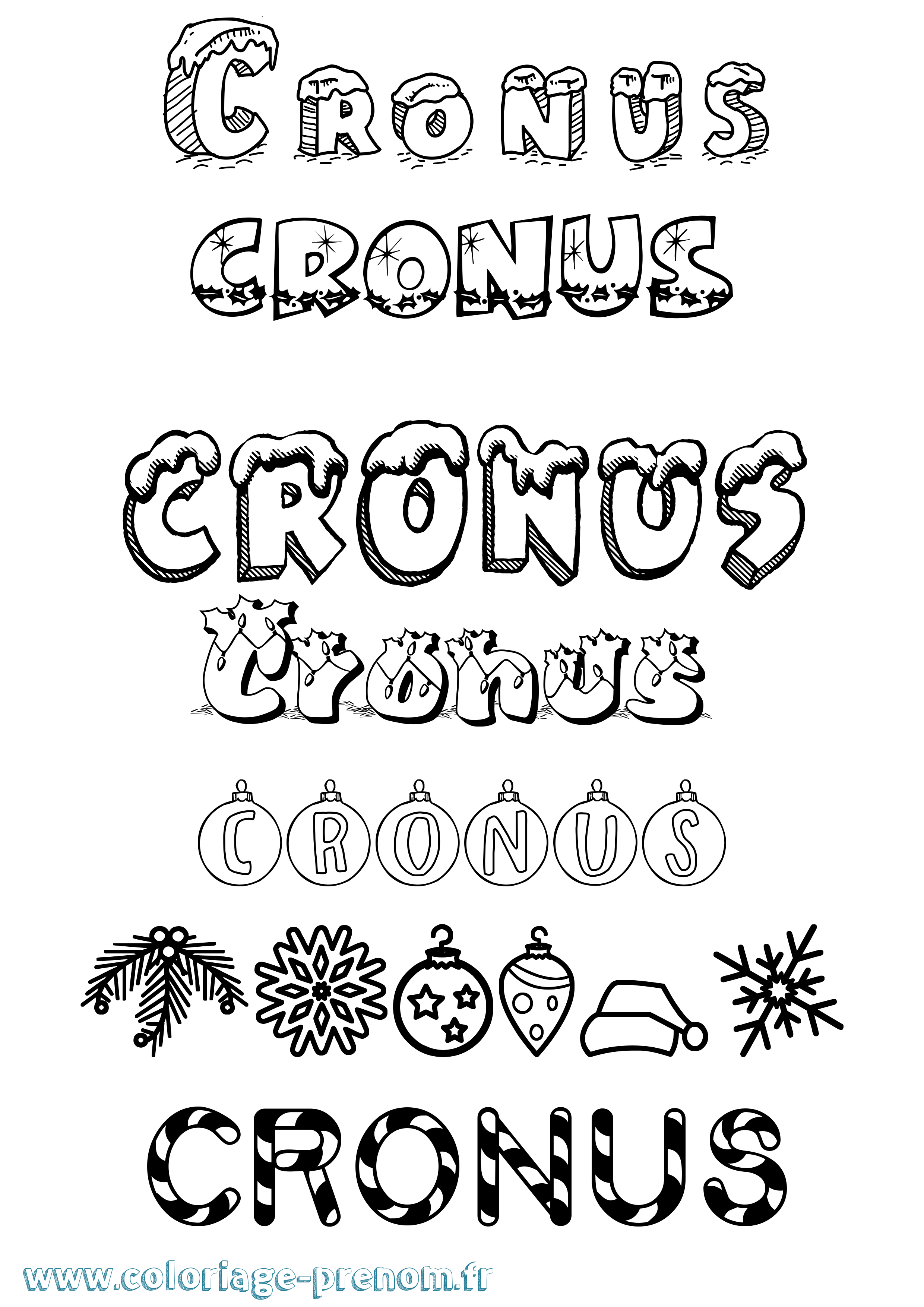 Coloriage prénom Cronus Noël