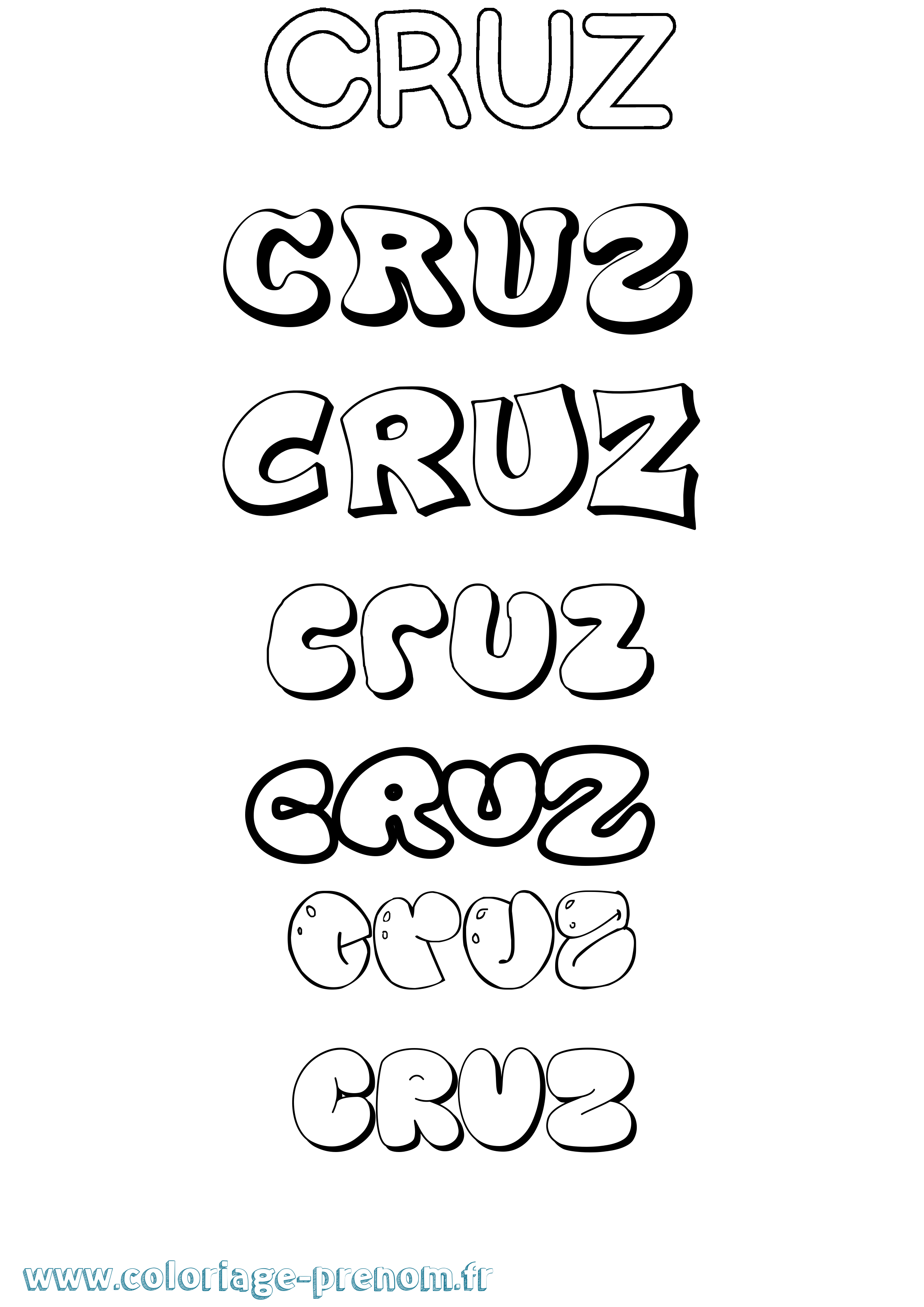 Coloriage prénom Cruz Bubble