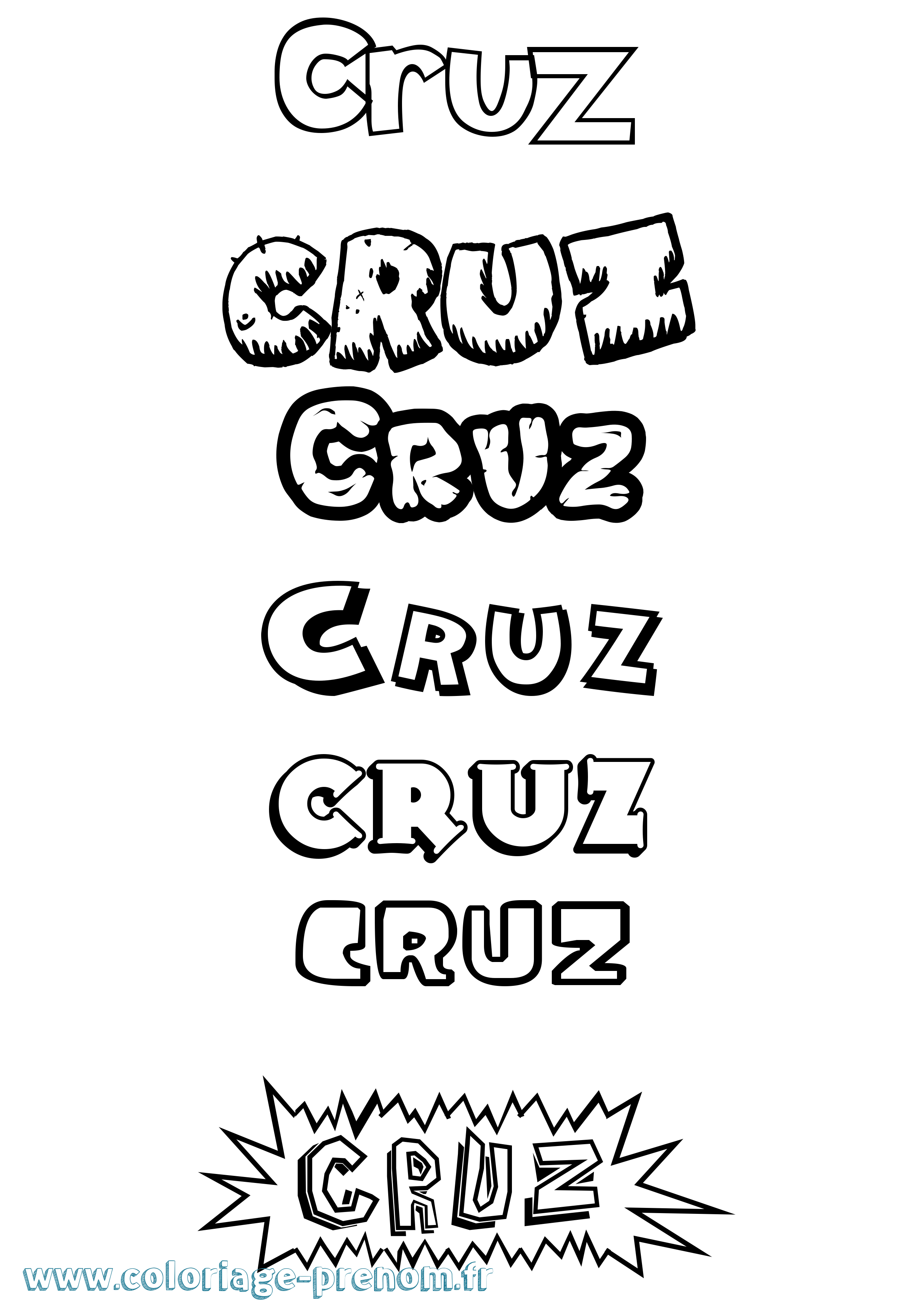 Coloriage Cruz Dessin Animé Coloriage prénom Cruz Dessin Animé