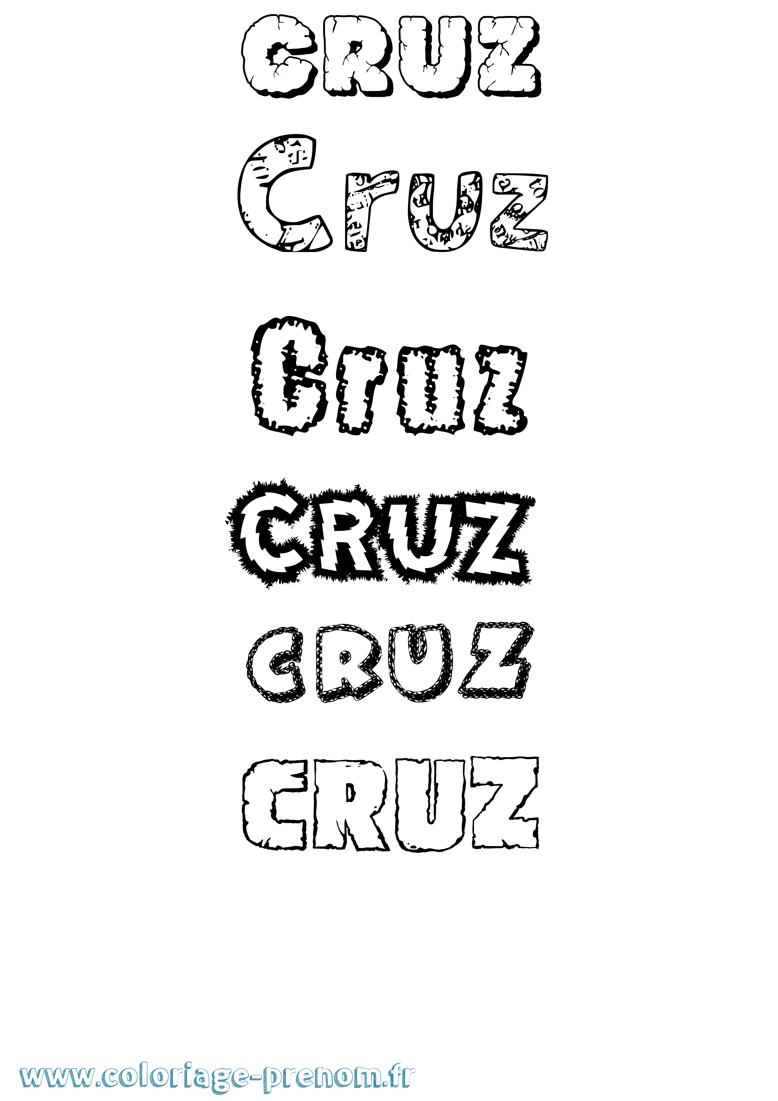 Coloriage Cruz Destructuré Coloriage prénom Cruz Destructuré